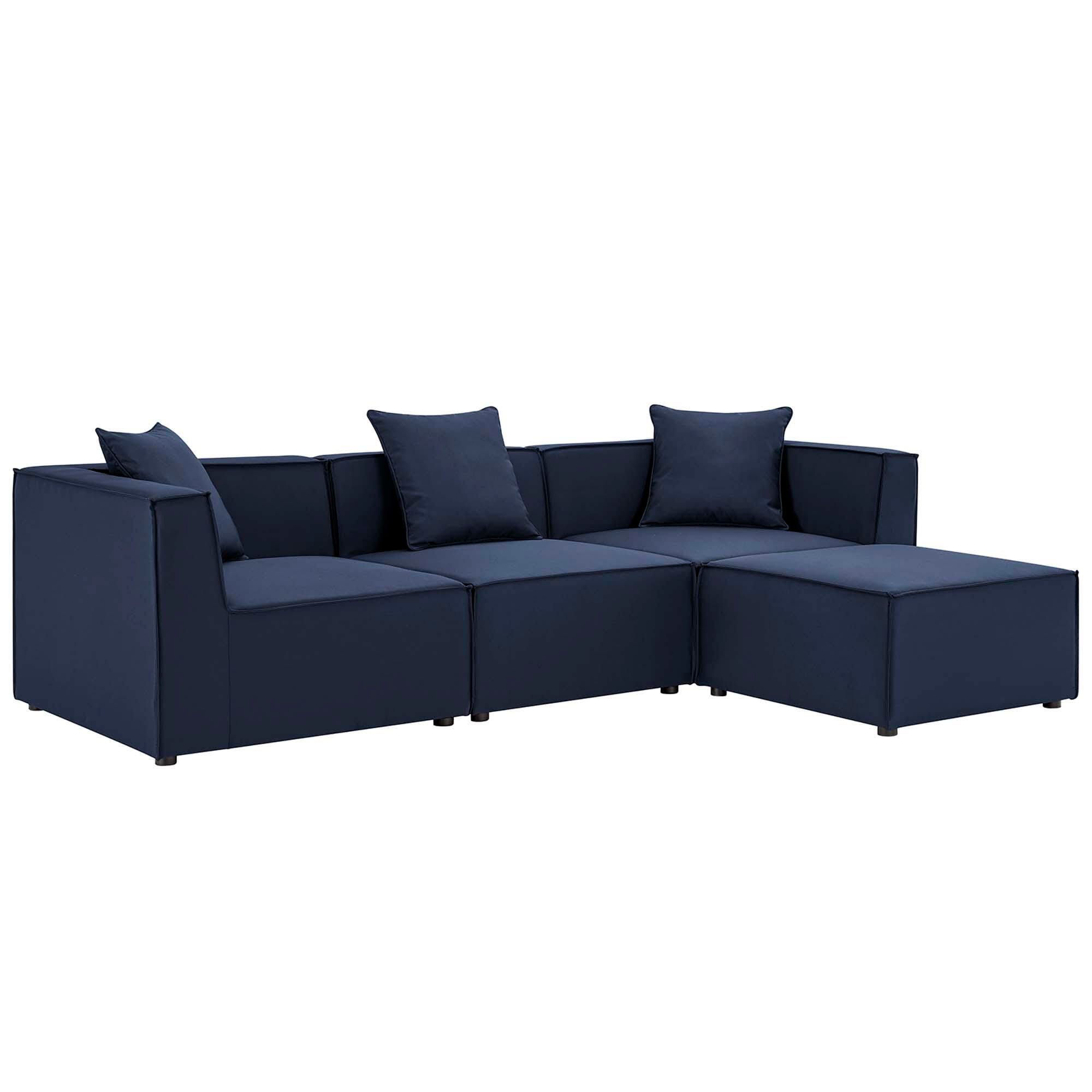 Modway Saybrook 4-Piece Outdoor Sectional, Navy, large