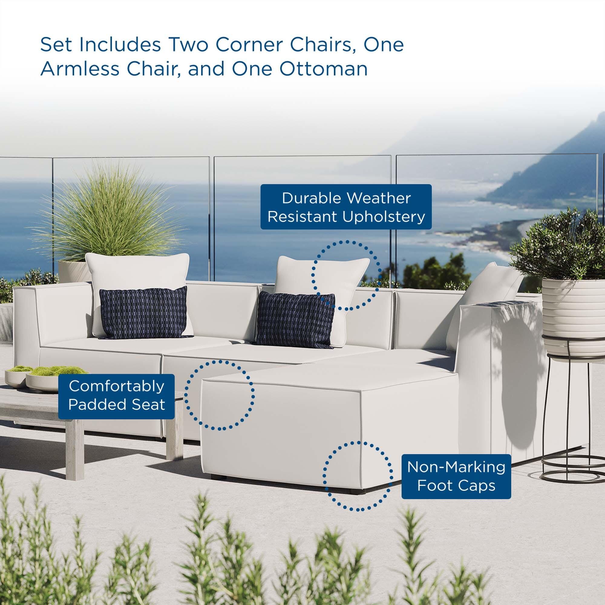 Modway Saybrook 4-Piece Outdoor Sectional, White, large