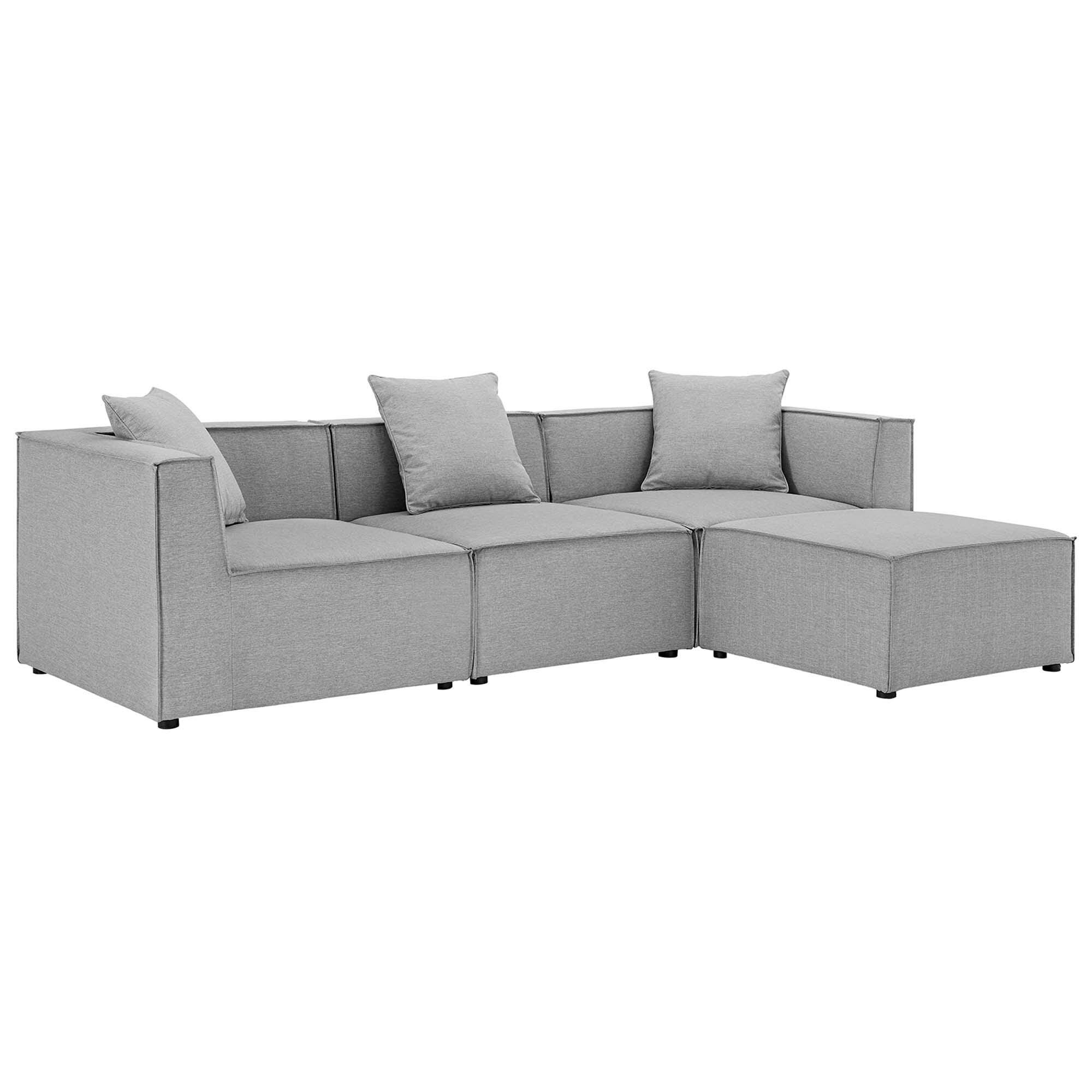 Modway Saybrook 4-Piece Outdoor Sectional, Gray, large