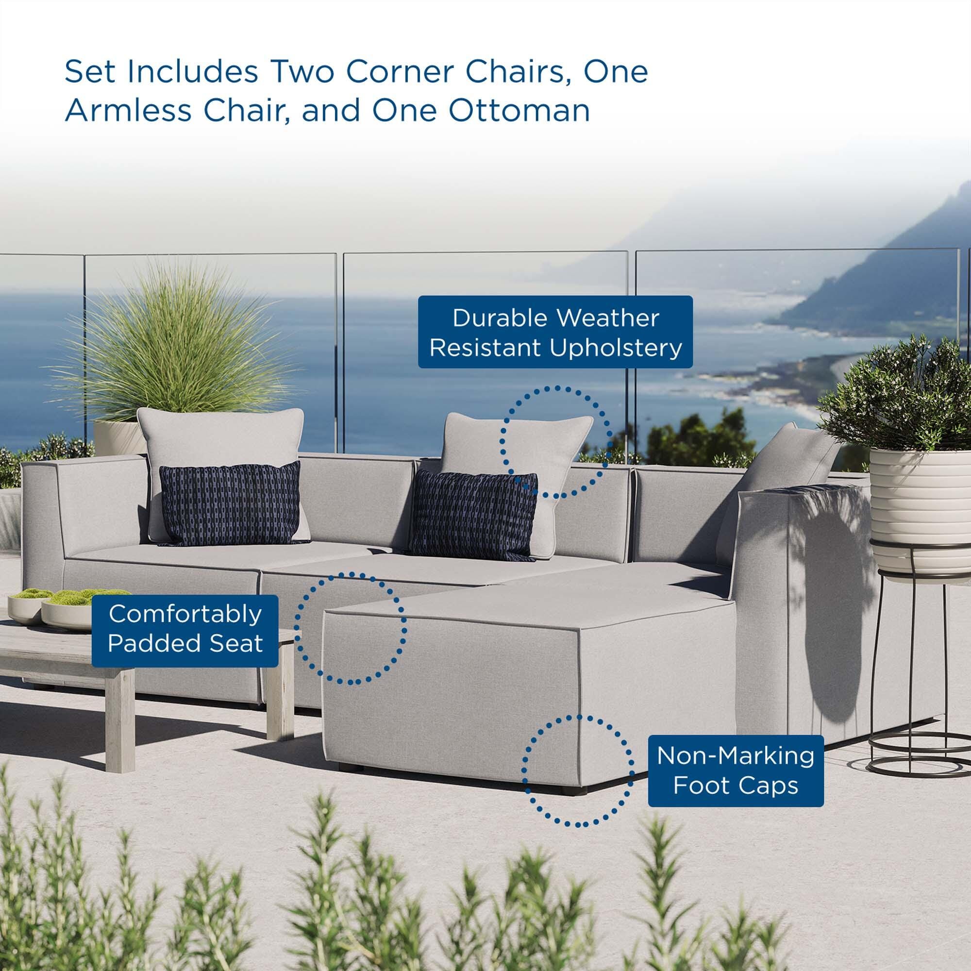 Modway Saybrook 4-Piece Outdoor Sectional, Gray, large