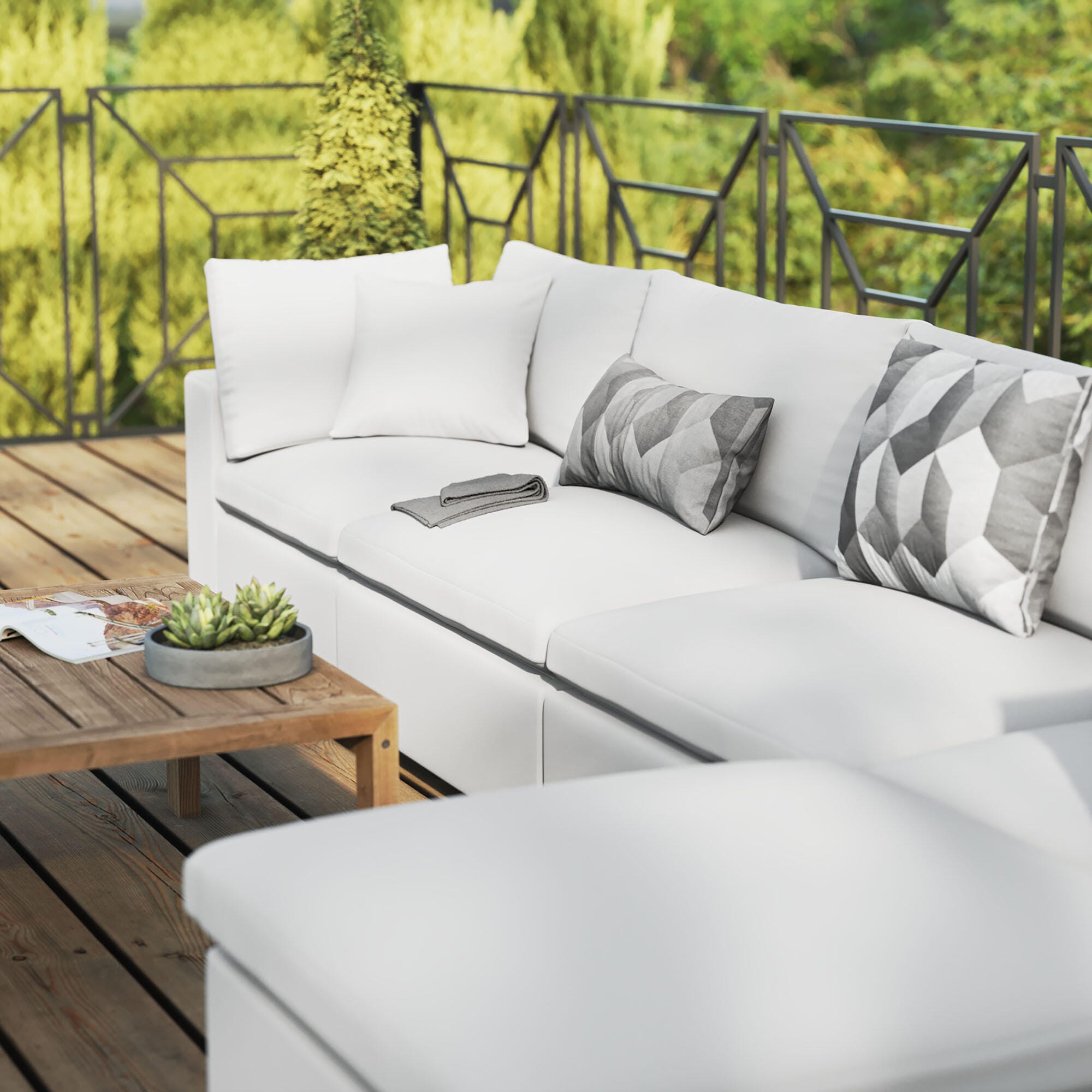 Modway Commix 5-Piece Outdoor Sectional, White, large
