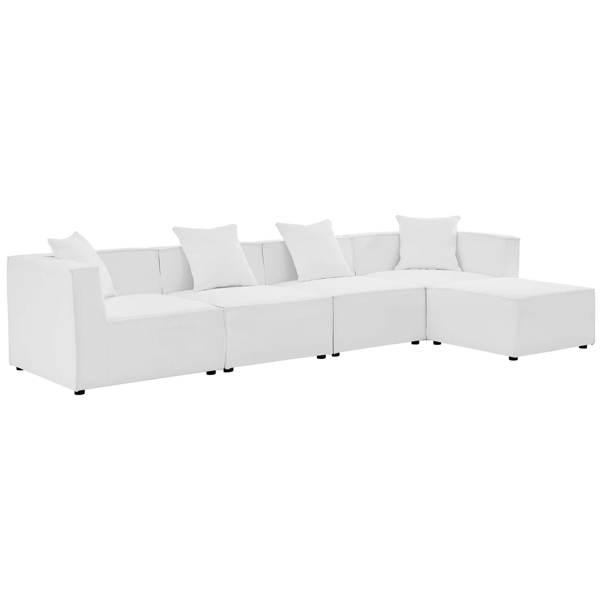 Modway Saybrook 5-Piece Outdoor Sectional, White, large