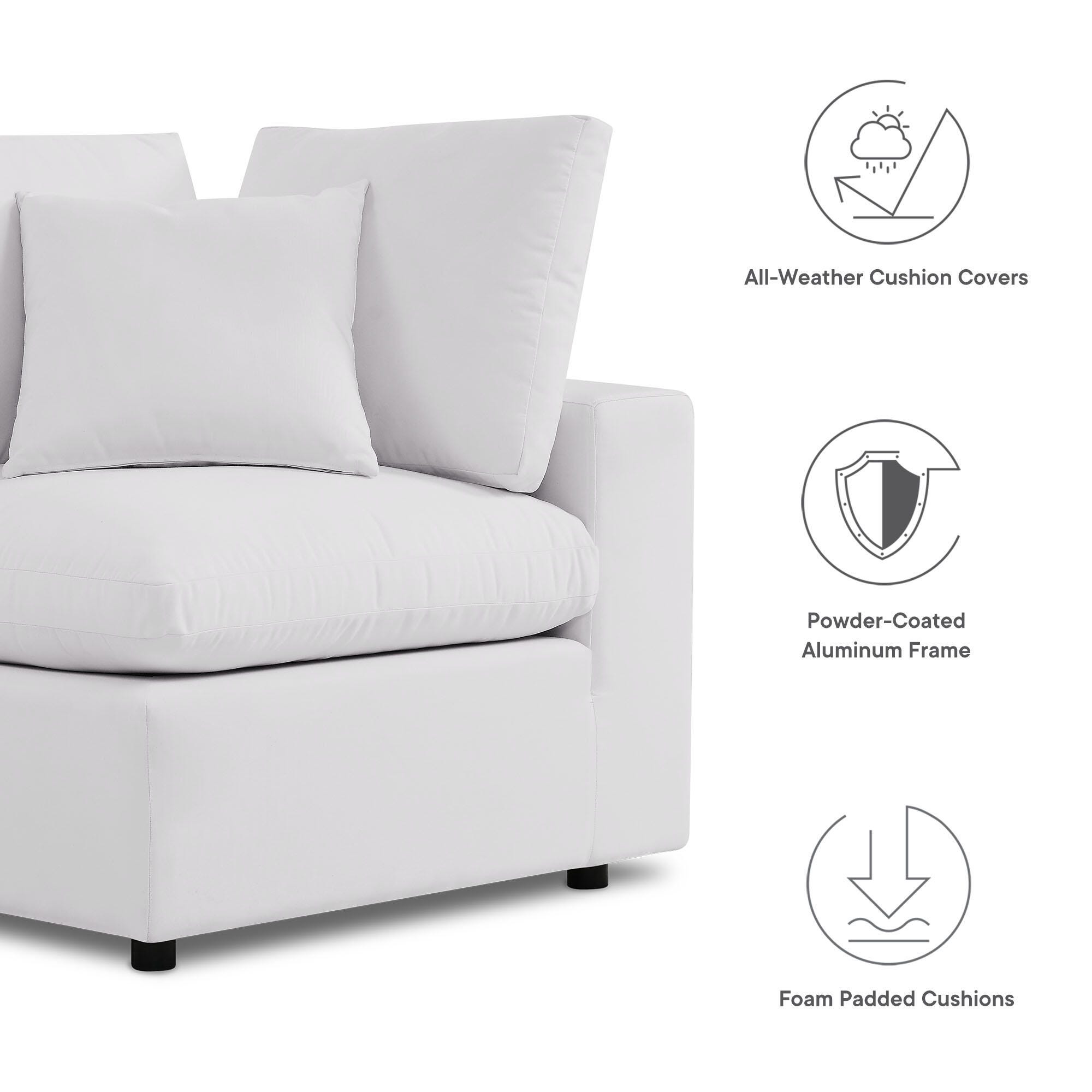 Modway Commix 6-Piece Outdoor Sectional, White, large