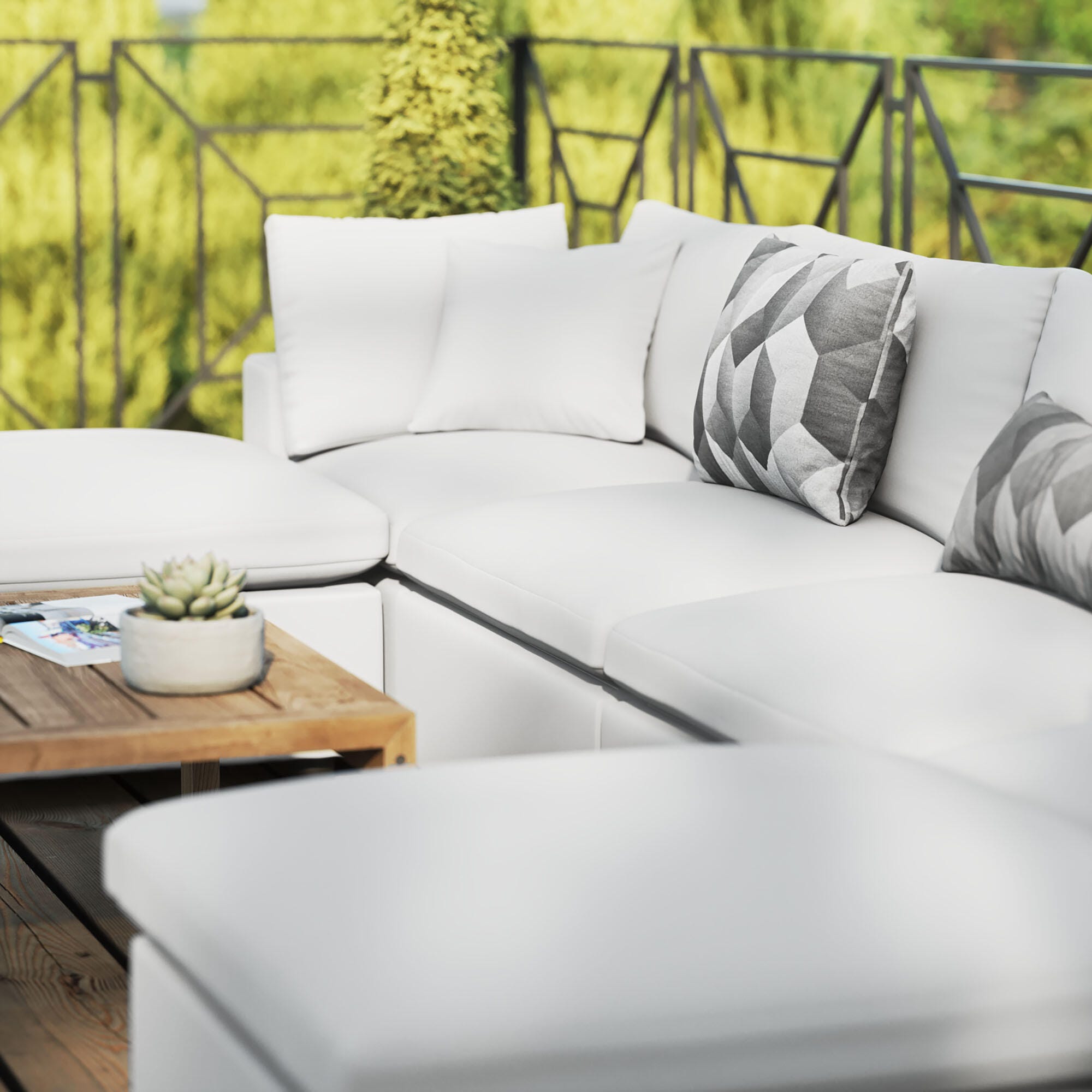 Modway Commix 6-Piece Outdoor Sectional, White, large