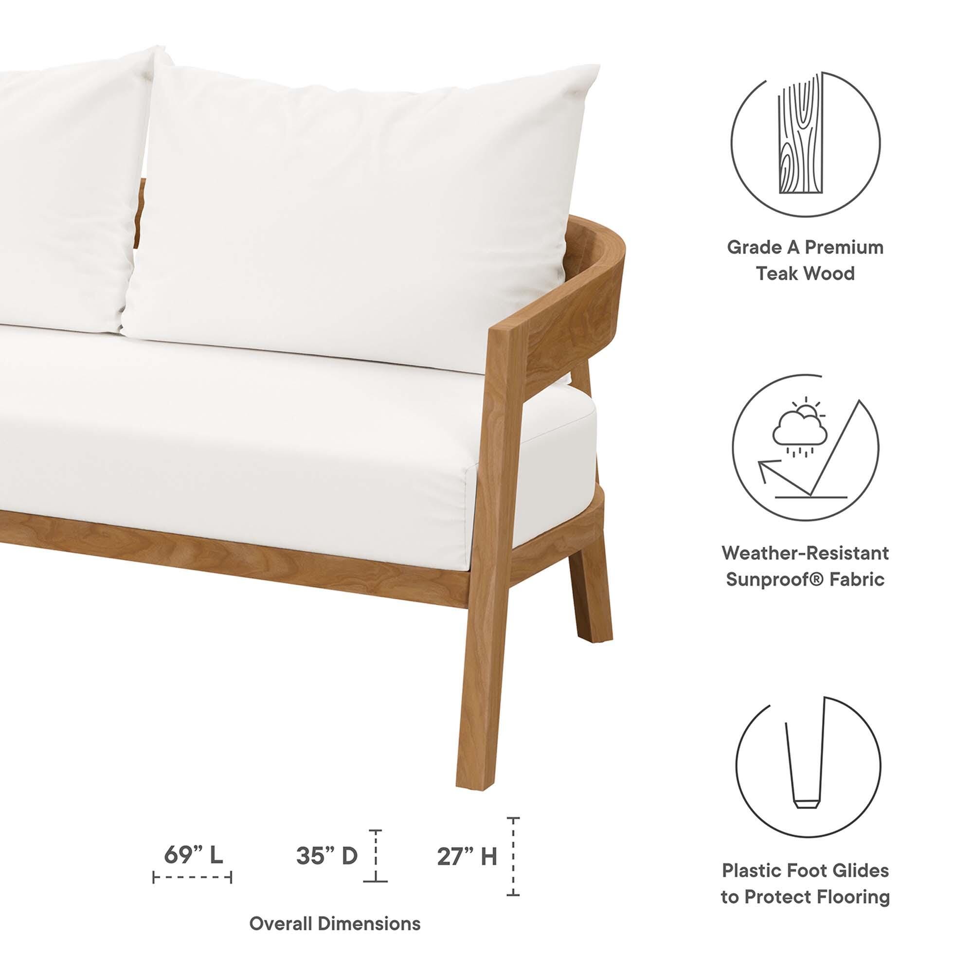Modway Brisbane 6-Piece Outdoor Patio Set, Natural/White, large