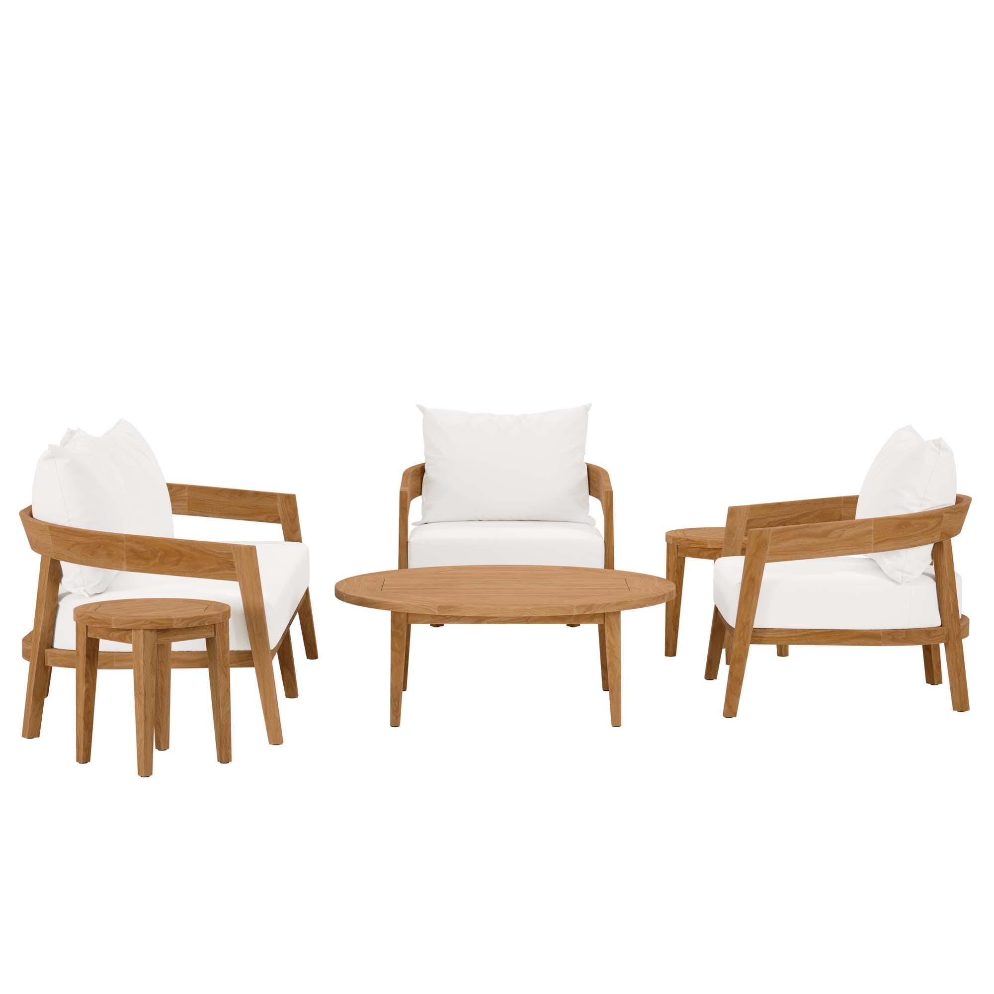 Modway Brisbane 6-Piece Outdoor Patio Set, Natural/White, large