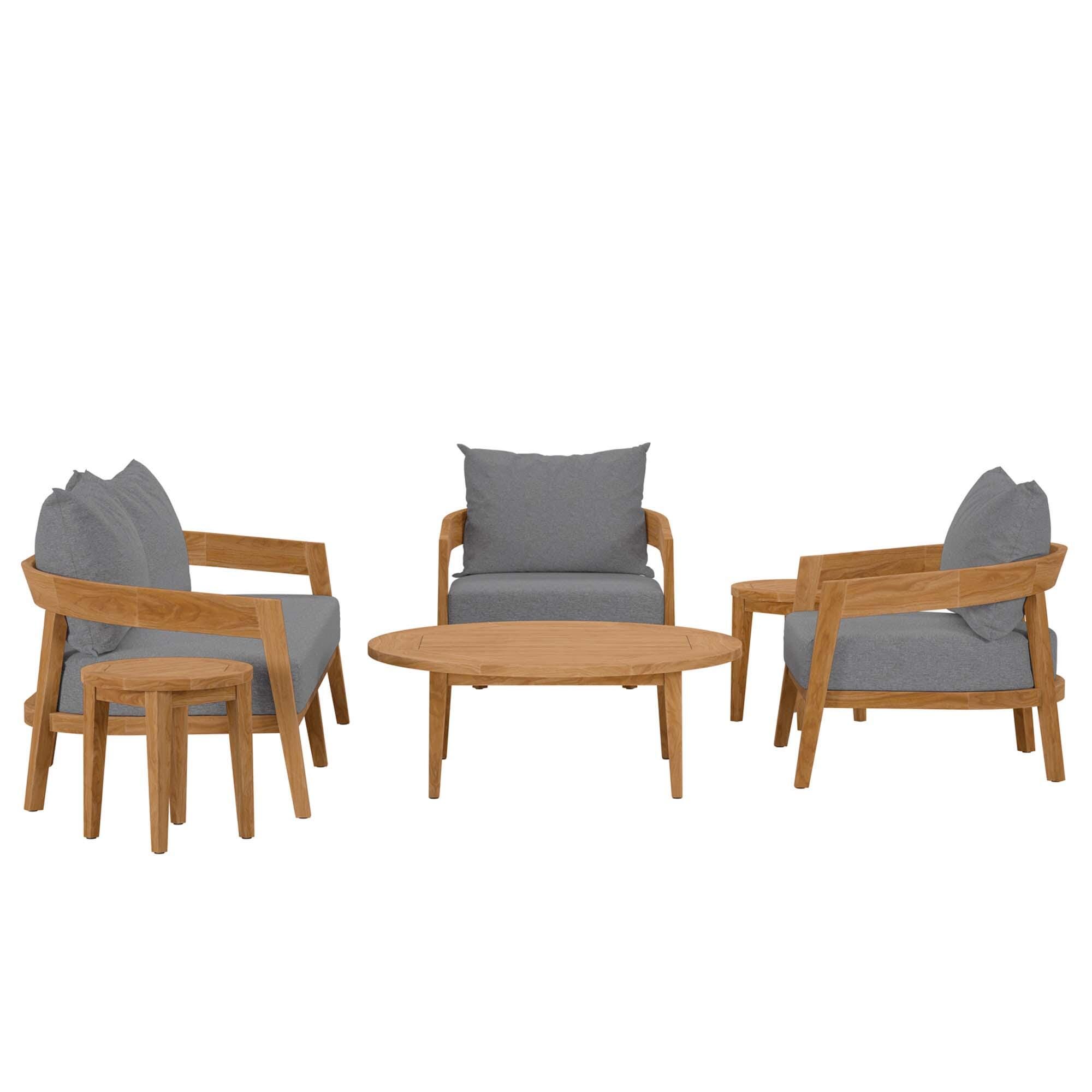 Modway Brisbane 6-Piece Outdoor Patio Set, Natural/Gray, large