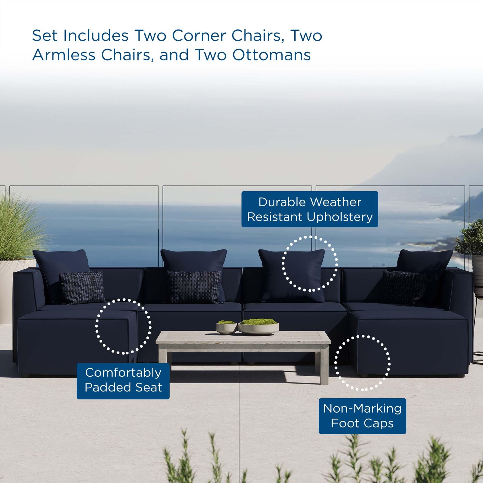 Modway Saybrook 6-Piece Outdoor Sofa, , large