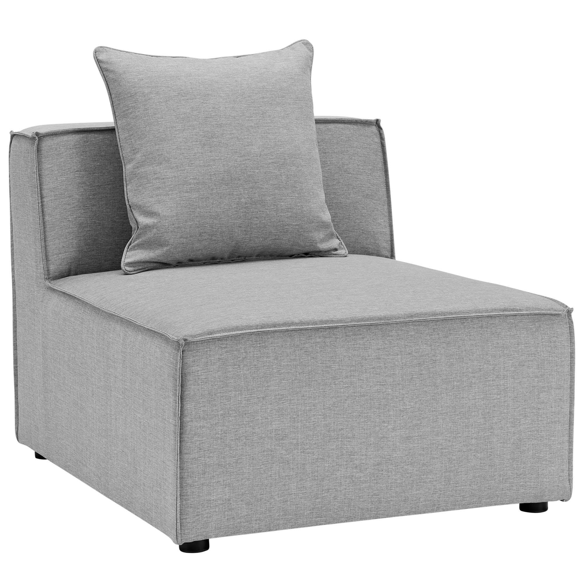 Modway Saybrook 6-Piece Outdoor Sectional, Gray, large
