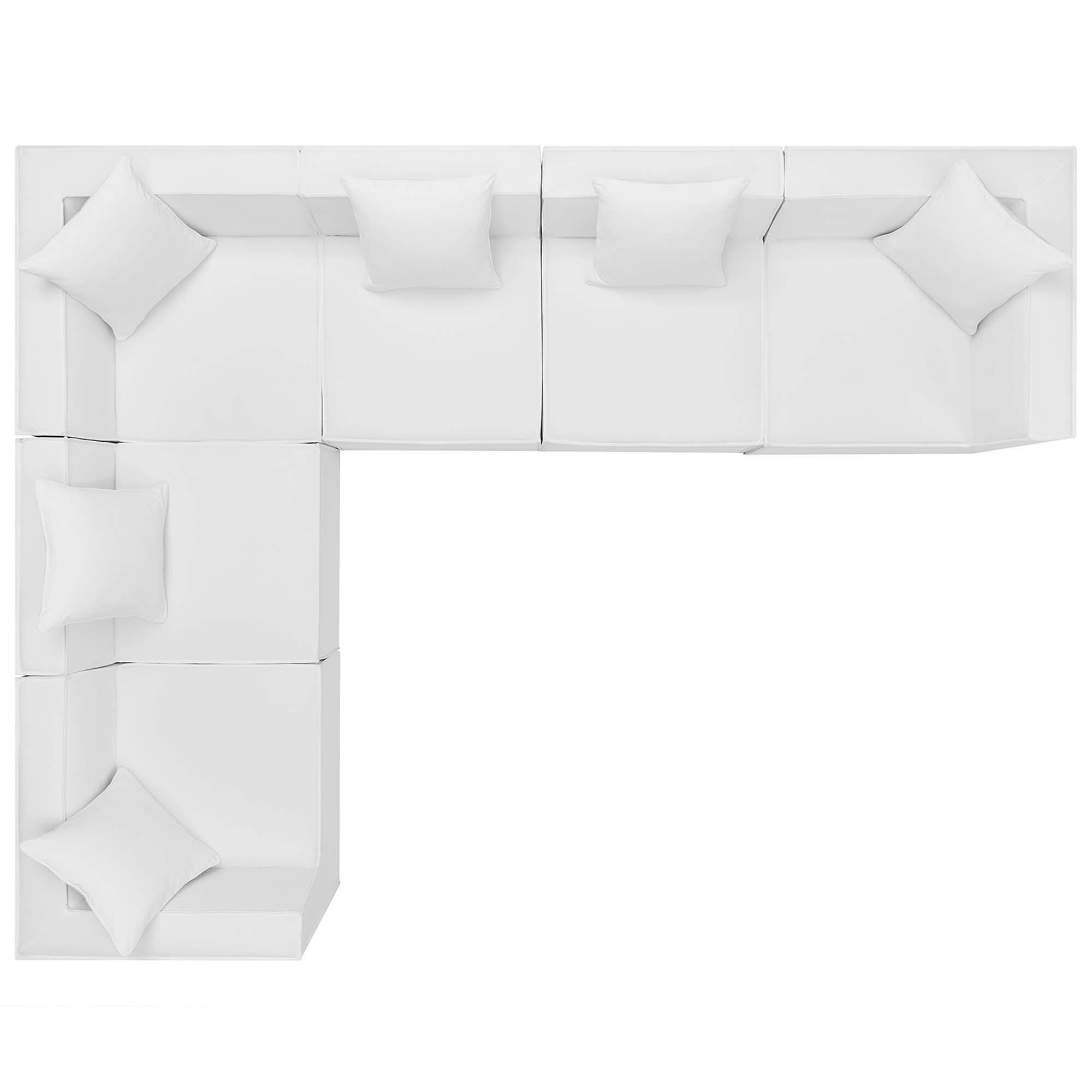 Modway Saybrook 6-Piece Outdoor Sectional, White, large