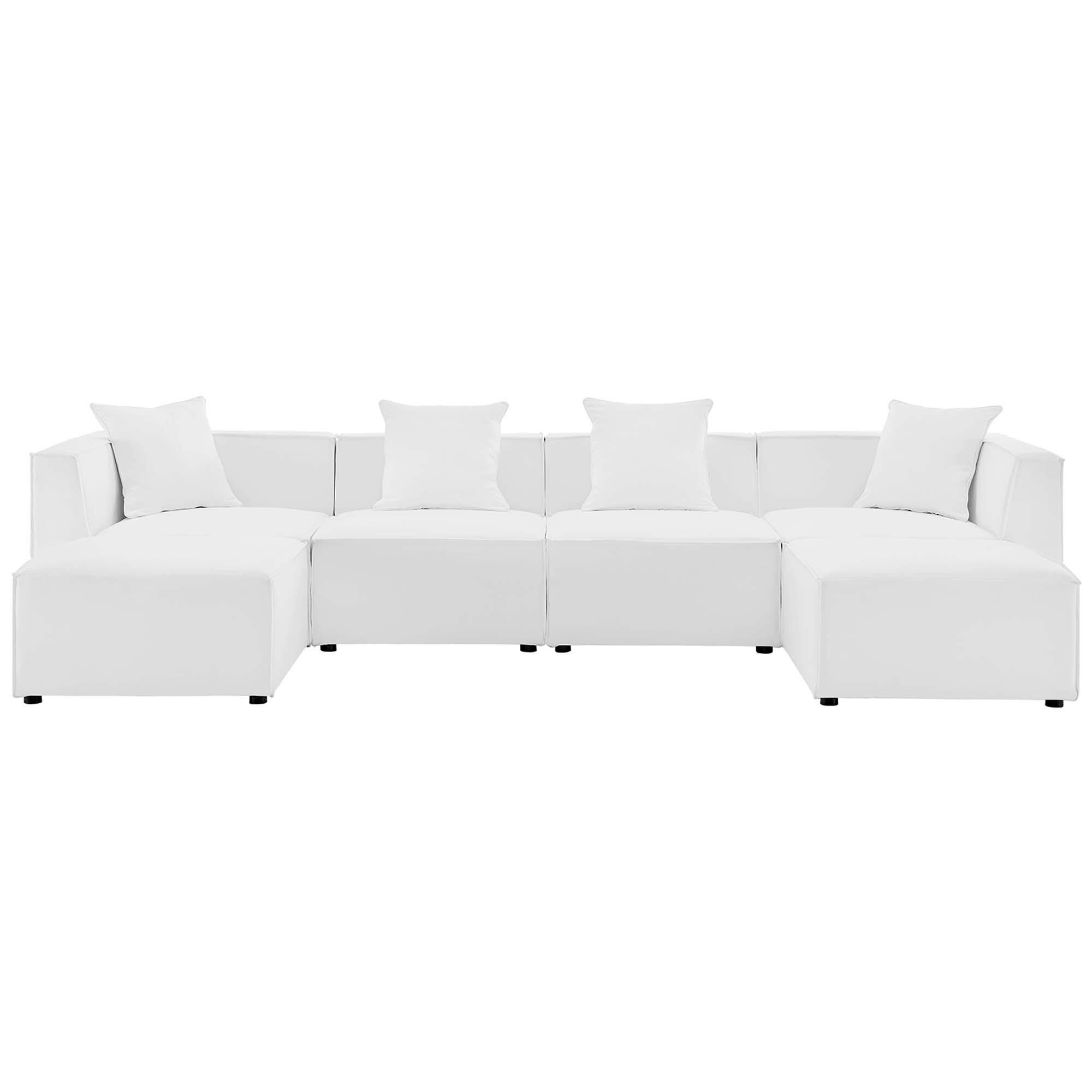 Modway Saybrook 6-Piece Outdoor Sectional, White, large