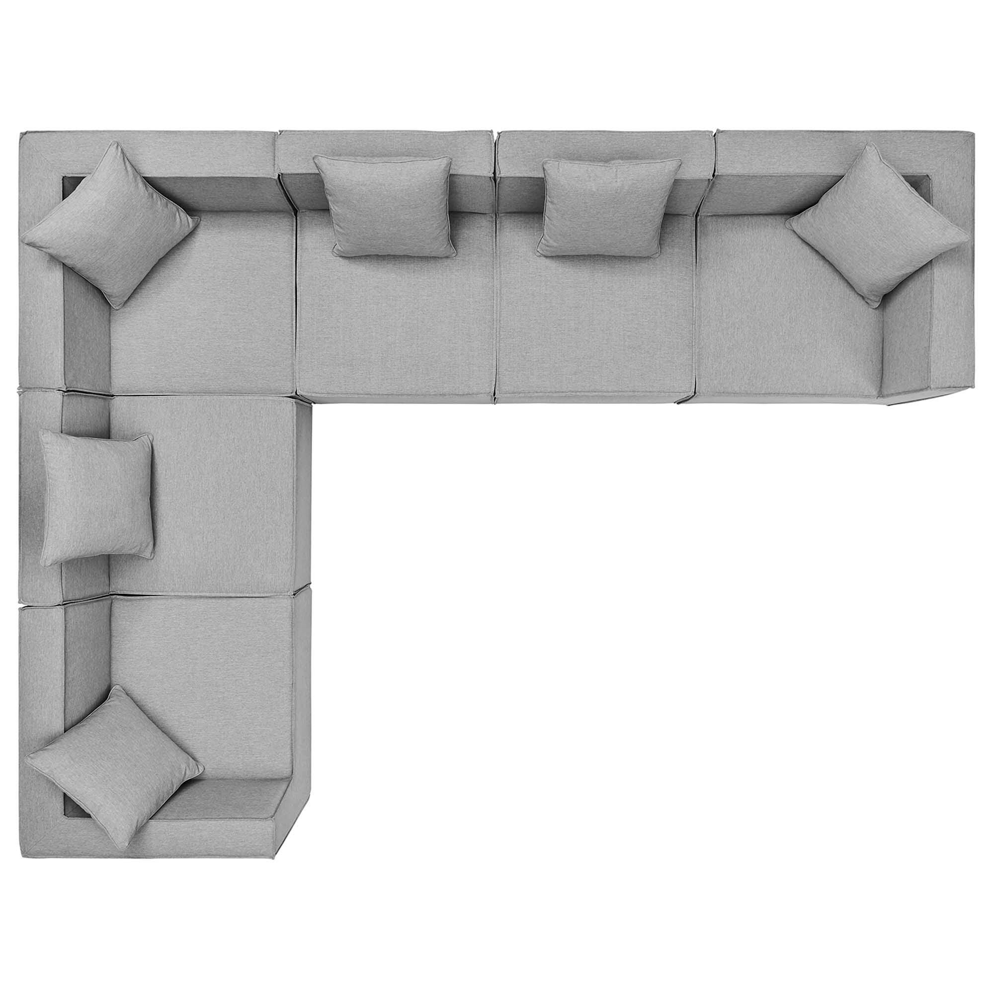 Modway Saybrook 6-Piece Outdoor Sectional, Gray, large