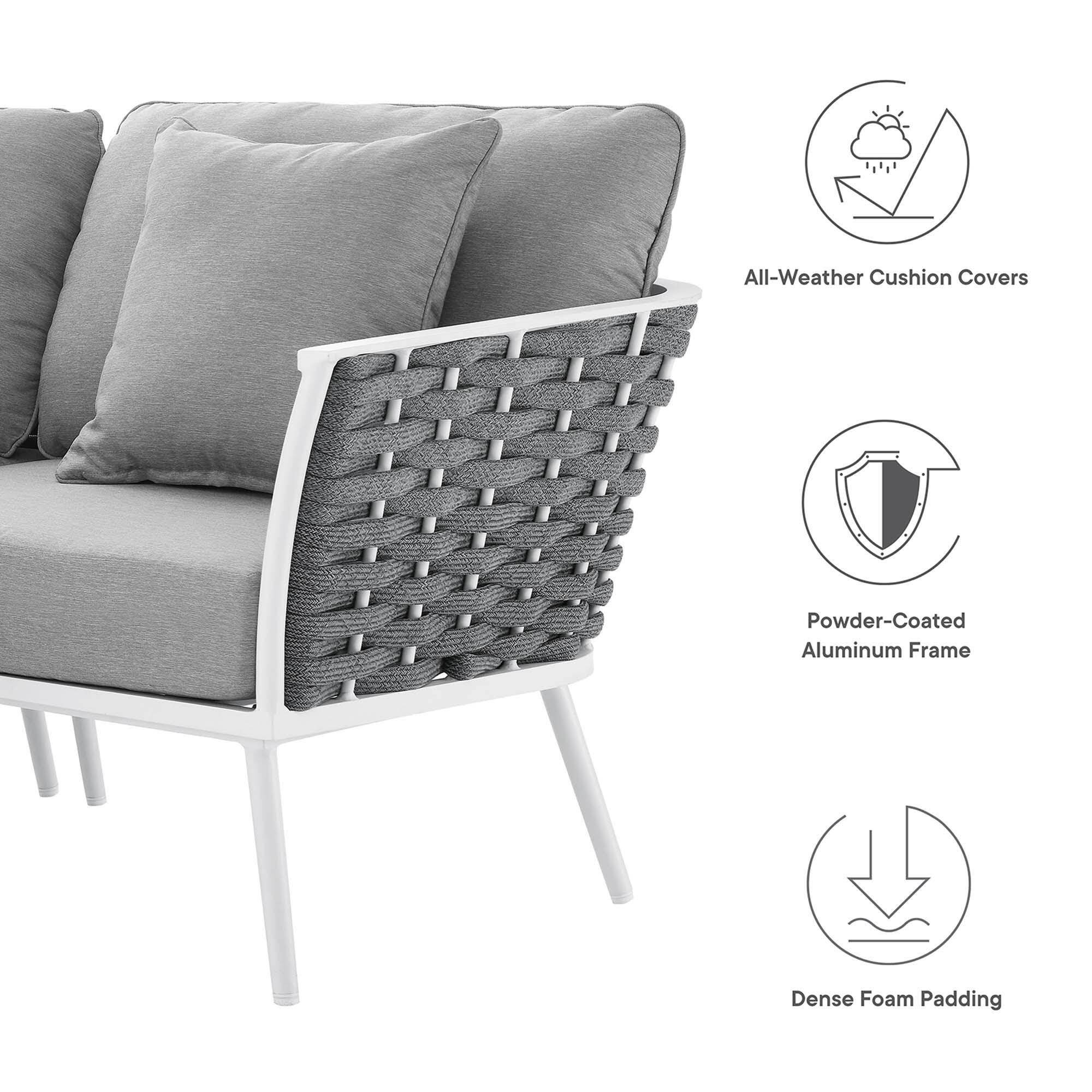 Modway Stance 7-Piece Outdoor Sectional Set, White/Gray, large