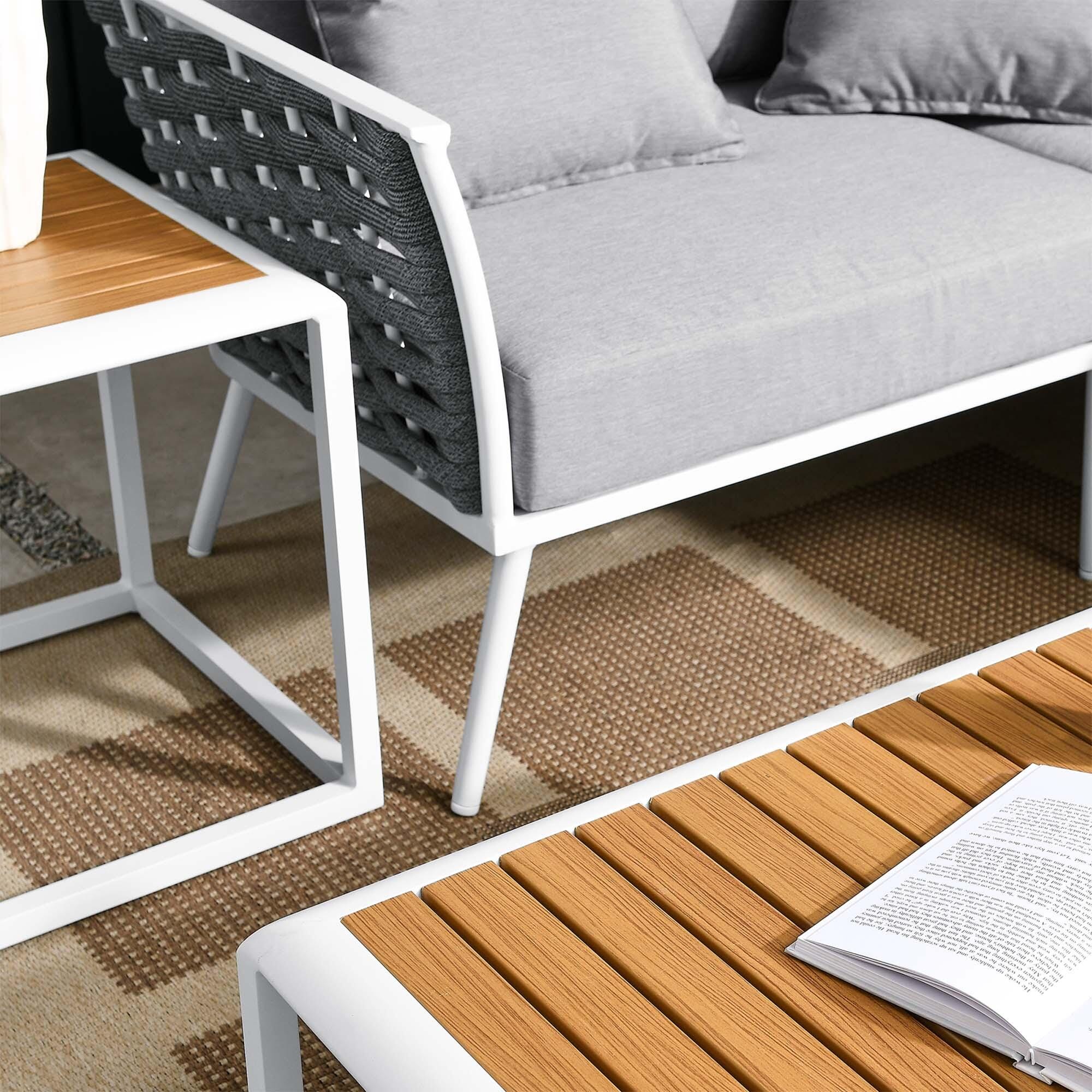 Modway Stance 7-Piece Outdoor Sectional Set, White/Gray, large