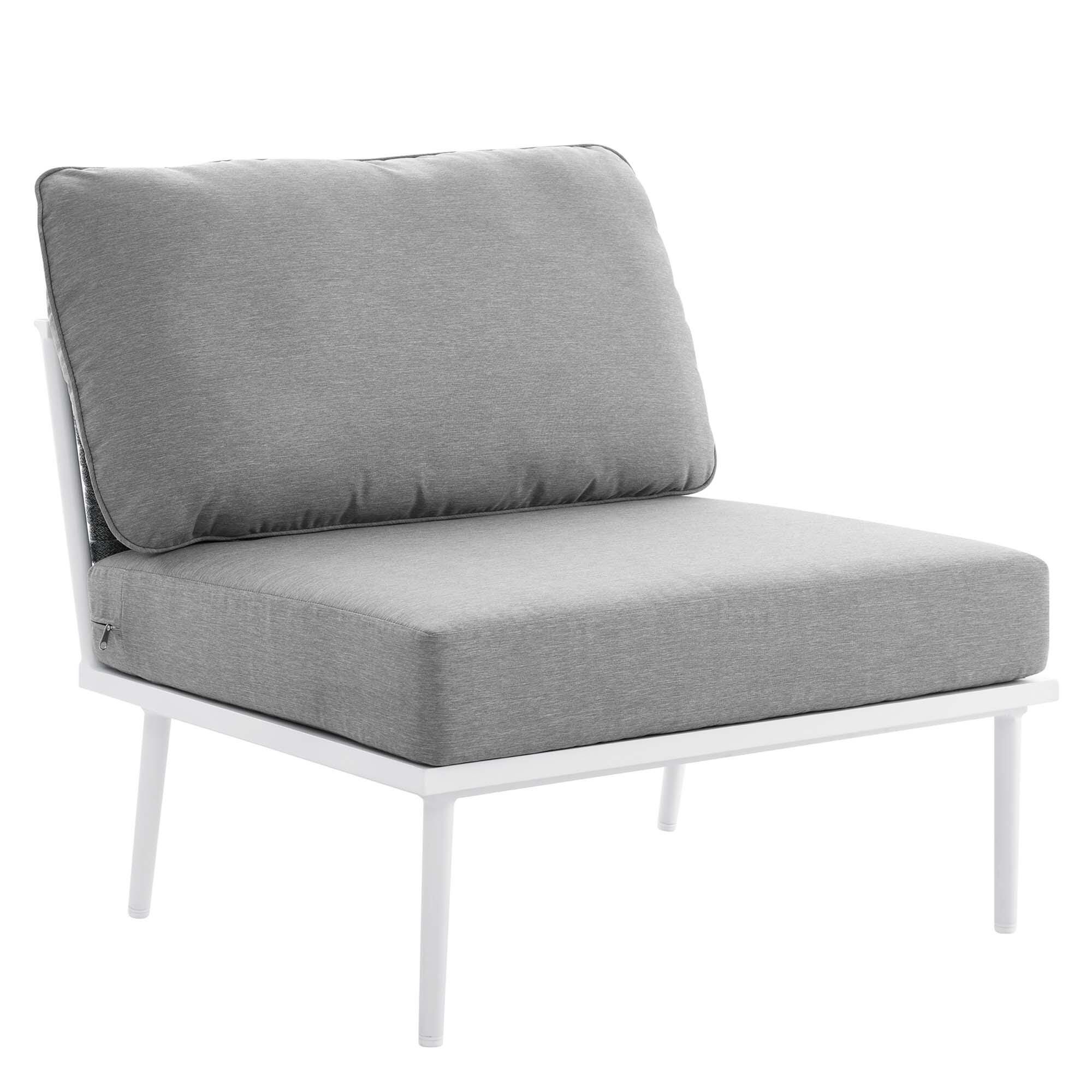 Modway Stance 7-Piece Outdoor Sectional Set, White/Gray, large