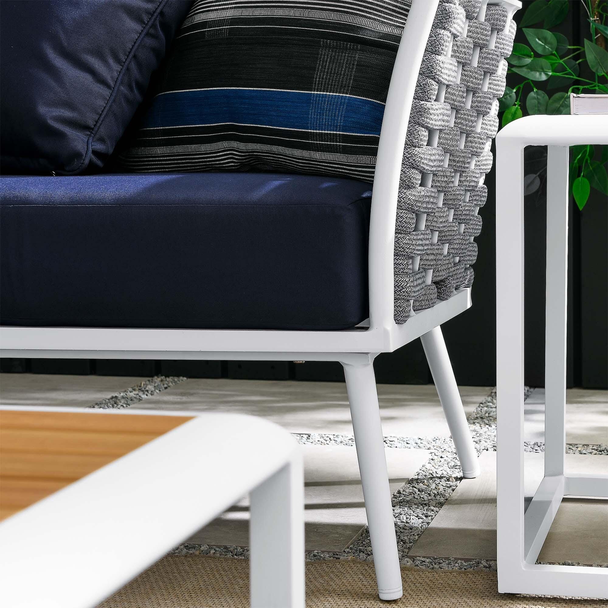 Modway Stance 8-Piece Outdoor Sectional Set, White/Navy, large