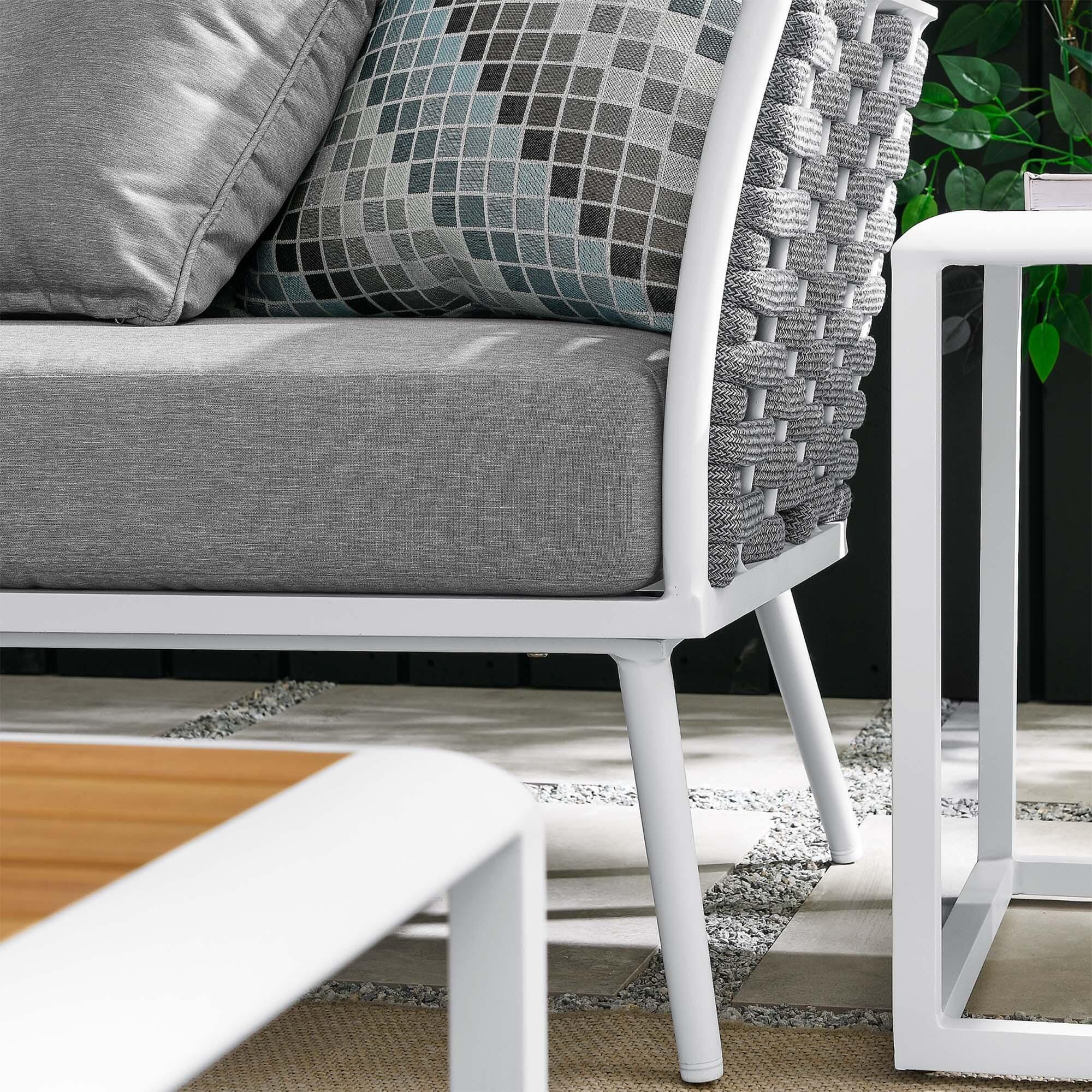 Modway Stance 8-Piece Outdoor Sectional Set, White/Gray, large