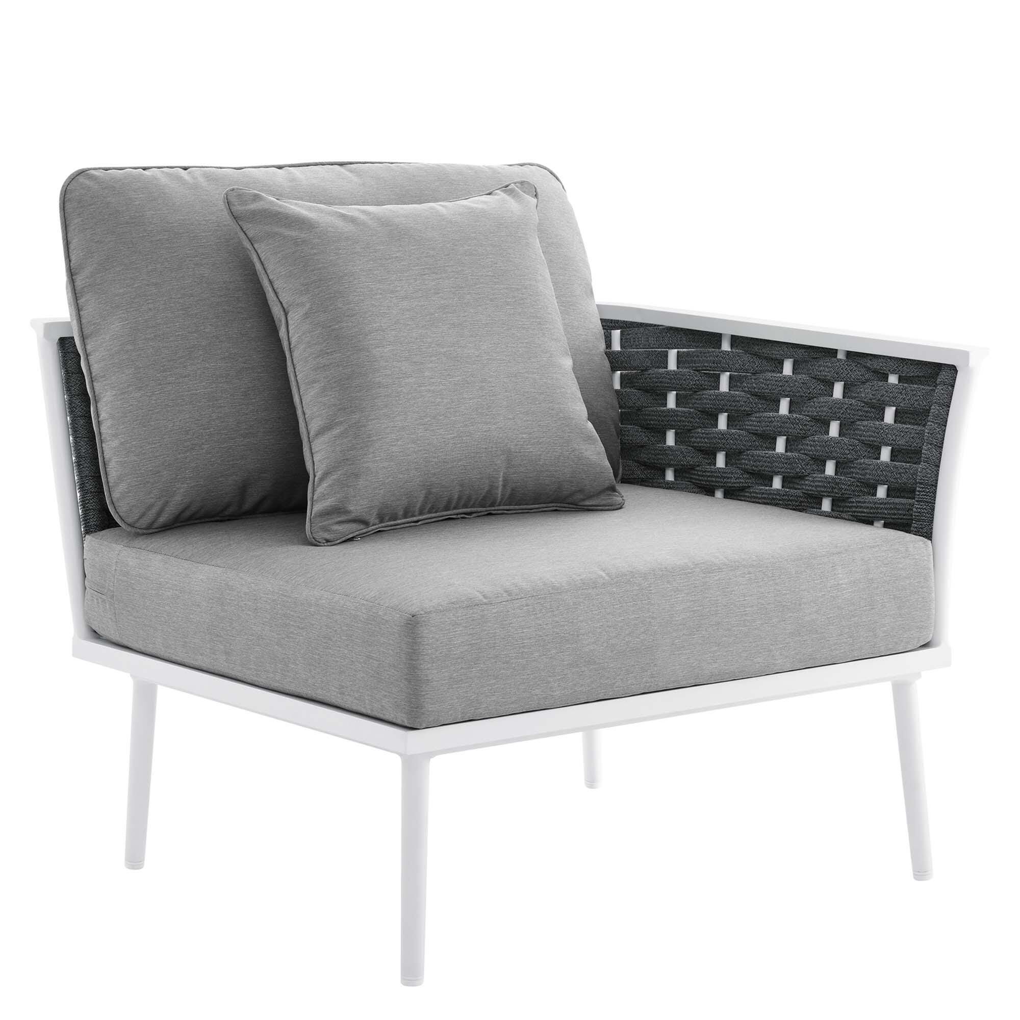 Modway Stance 8-Piece Outdoor Sectional Set, White/Gray, large