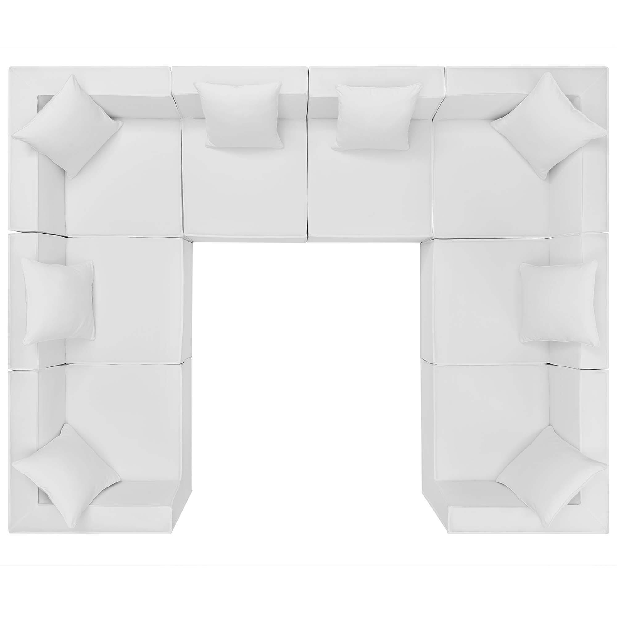 Modway Saybrook 8-Piece Outdoor Sectional, White, large