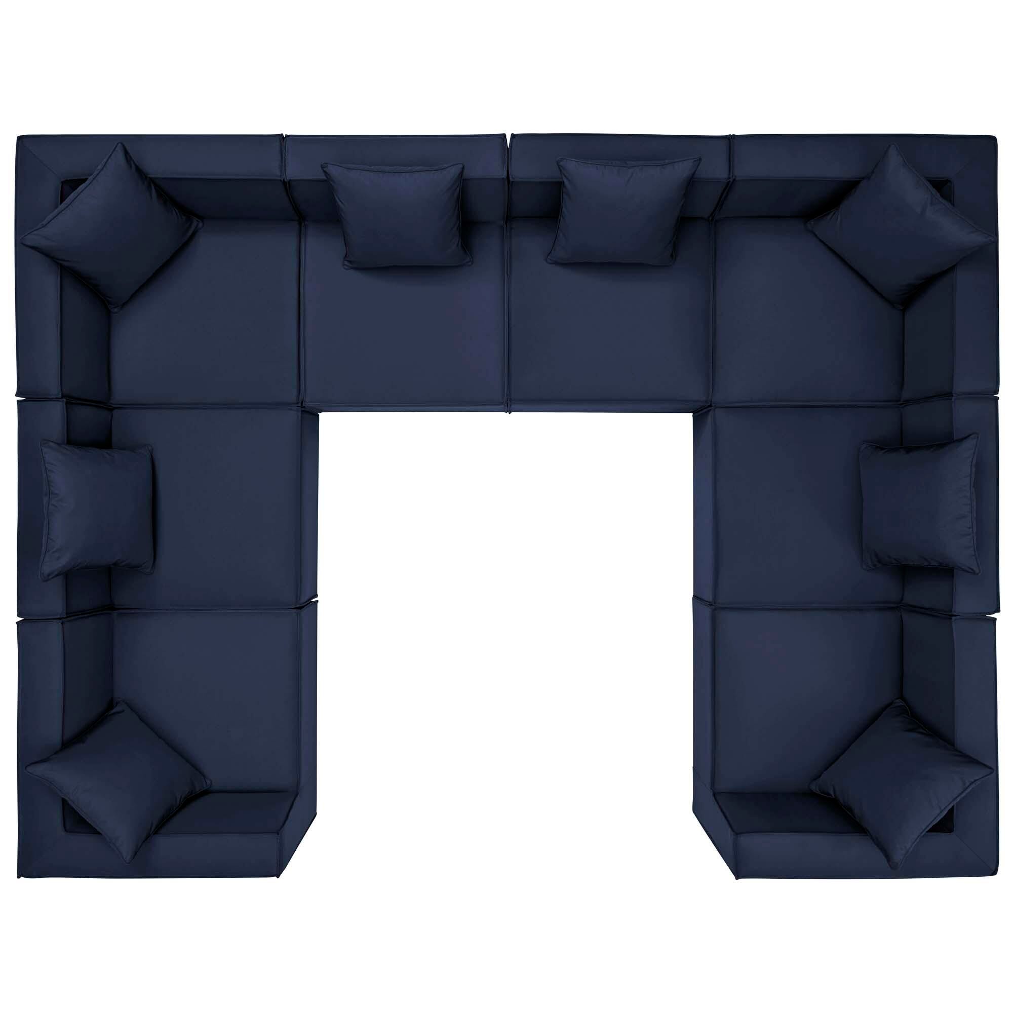 Modway Saybrook 8-Piece Outdoor Sectional, Navy, large