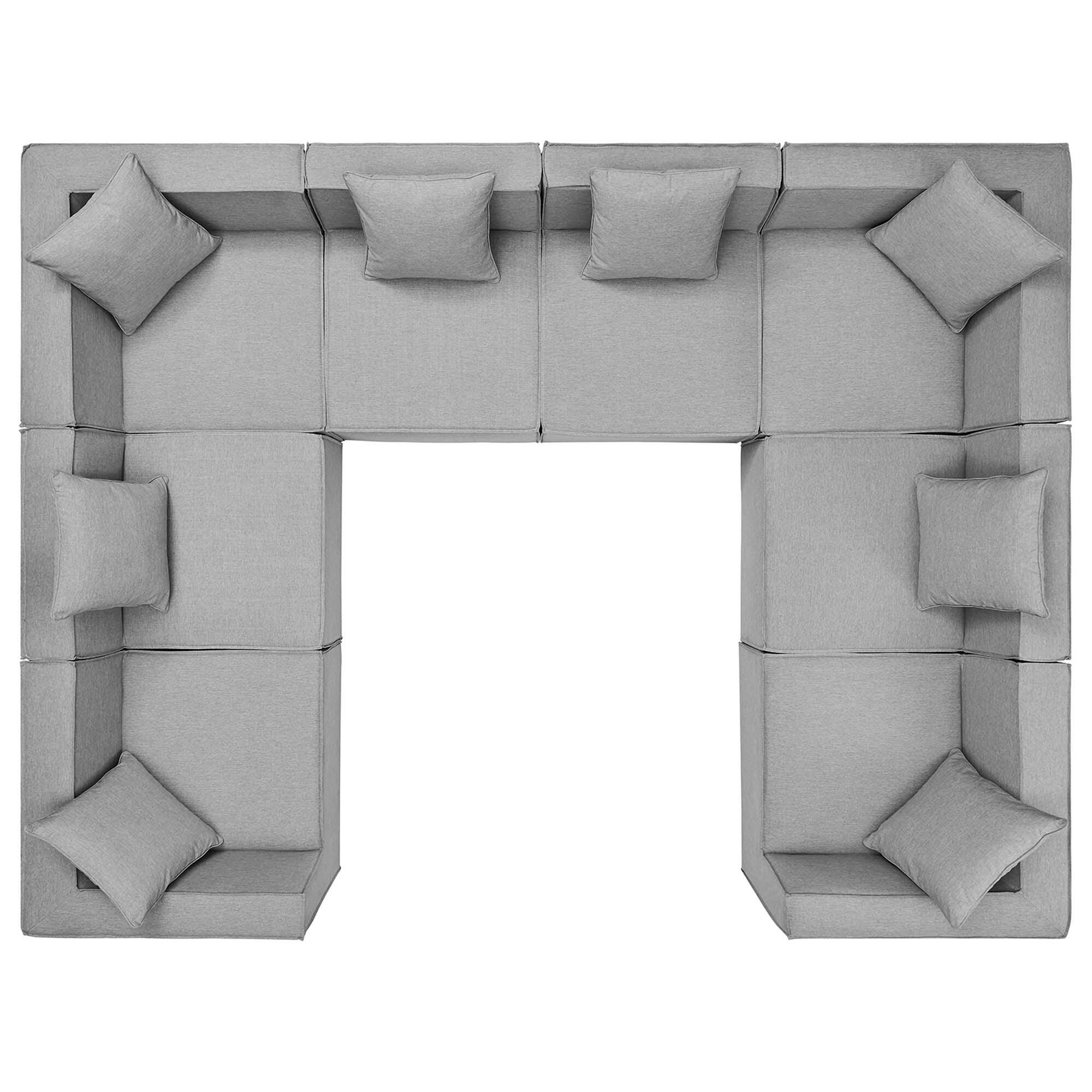 Modway Saybrook 8-Piece Outdoor Sectional, Gray, large
