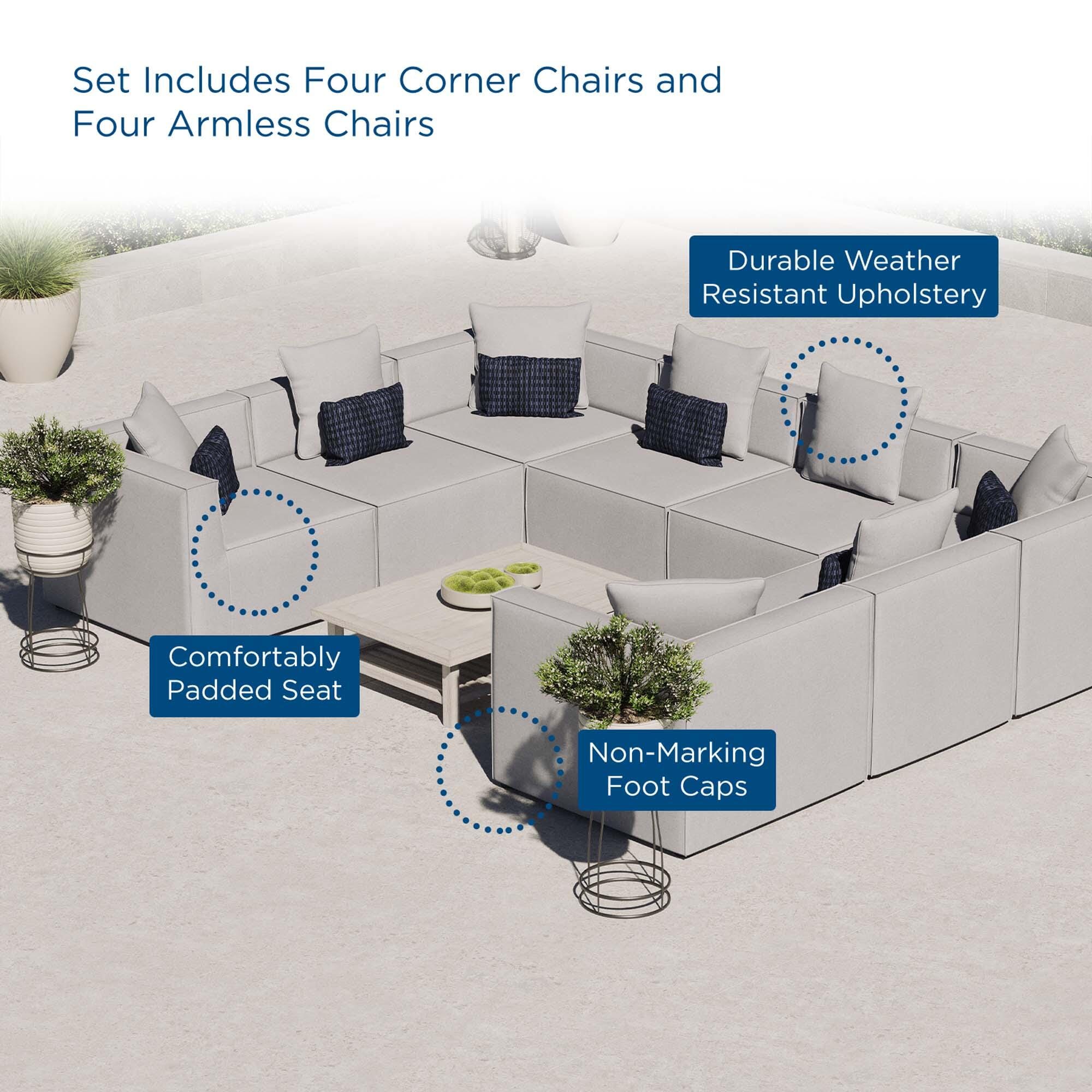 Modway Saybrook 8-Piece Outdoor Sectional, Gray, large