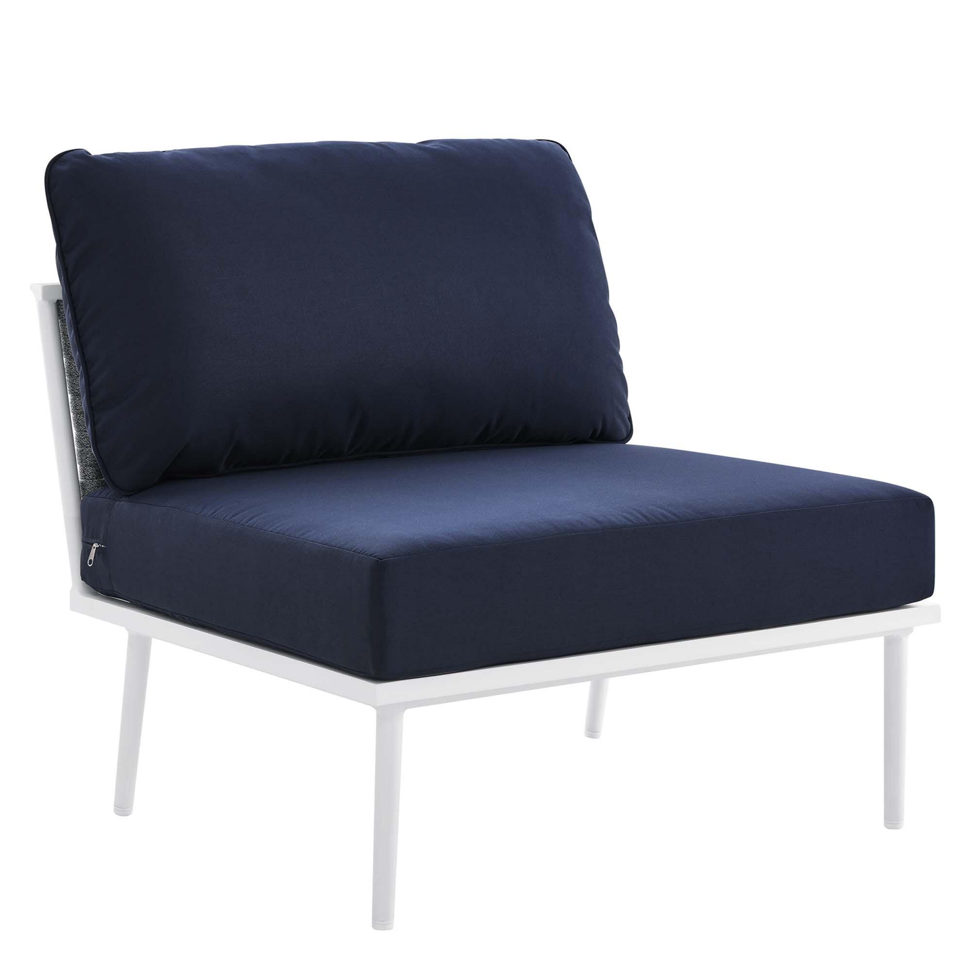 Modway Stance 9-Piece Outdoor Sectional Set, White/Navy, large