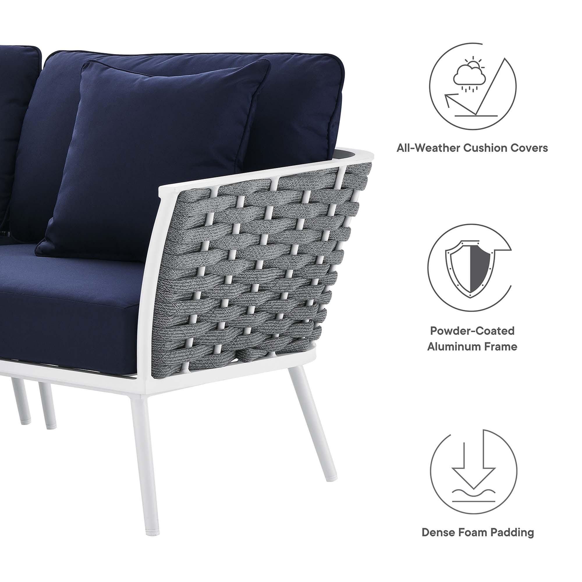 Modway Stance 9-Piece Outdoor Sectional Set, White/Navy, large