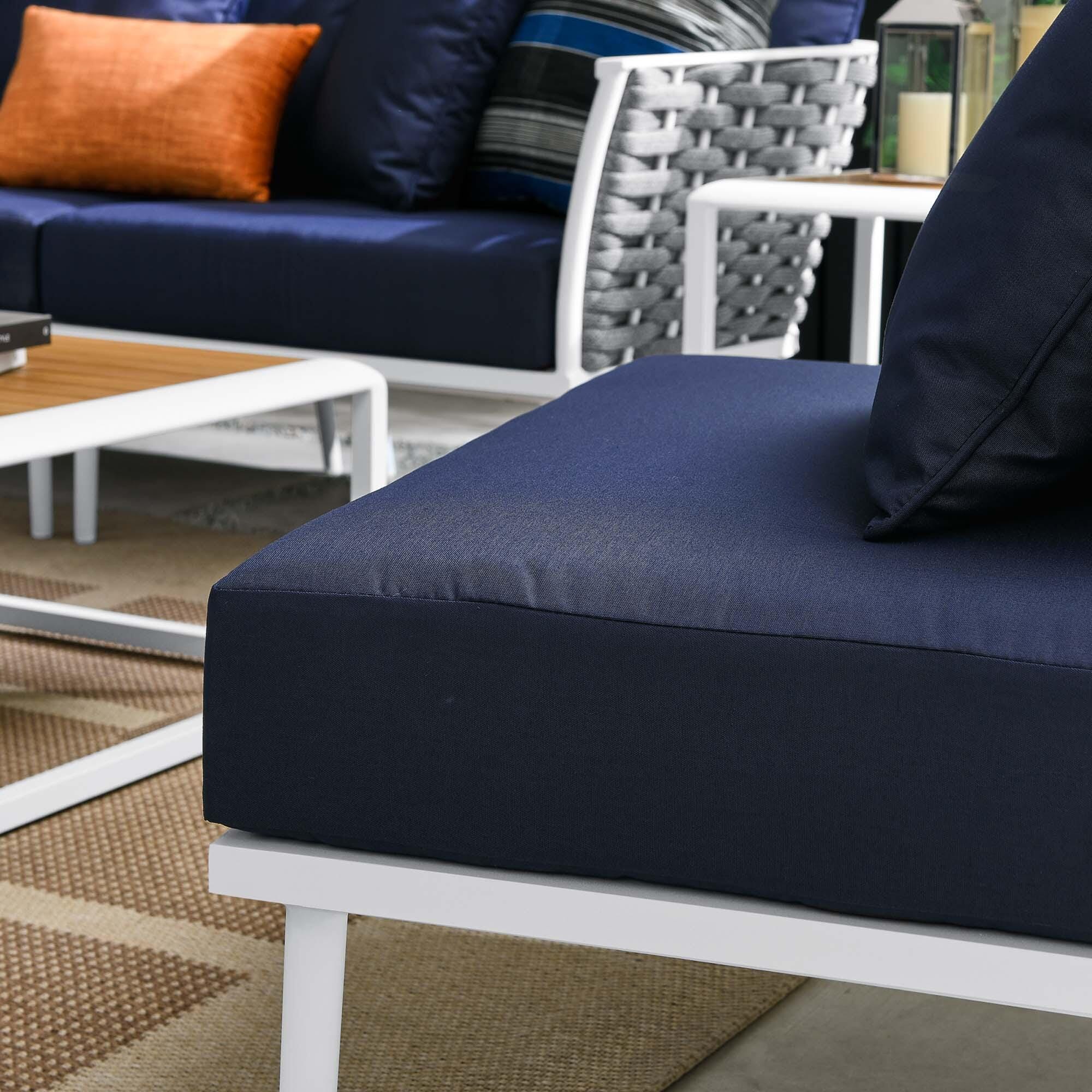 Modway Stance 9-Piece Outdoor Sectional Set, White/Navy, large