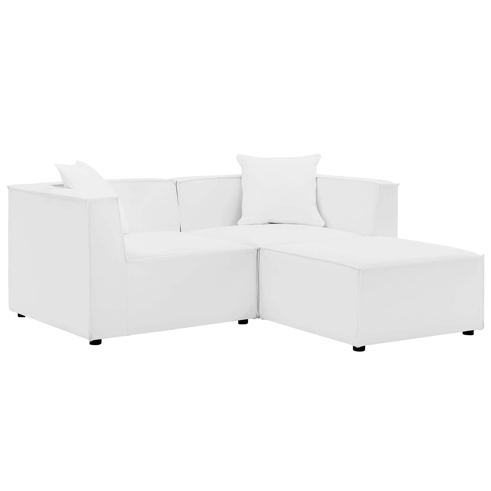 Modway Saybrook Outdoor Loveseat And Ottoman Set, White, large