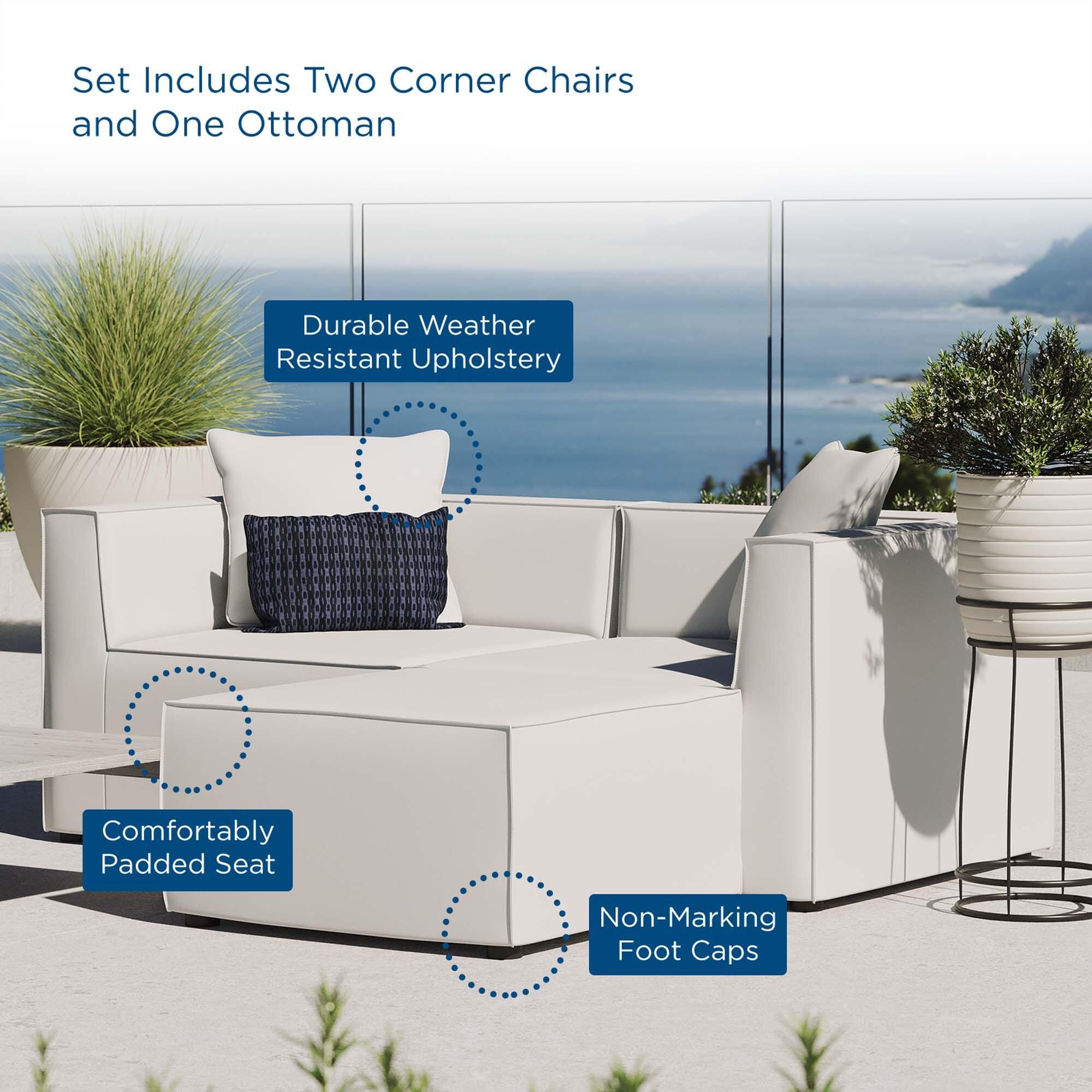 Modway Saybrook Outdoor Loveseat And Ottoman Set, White, large