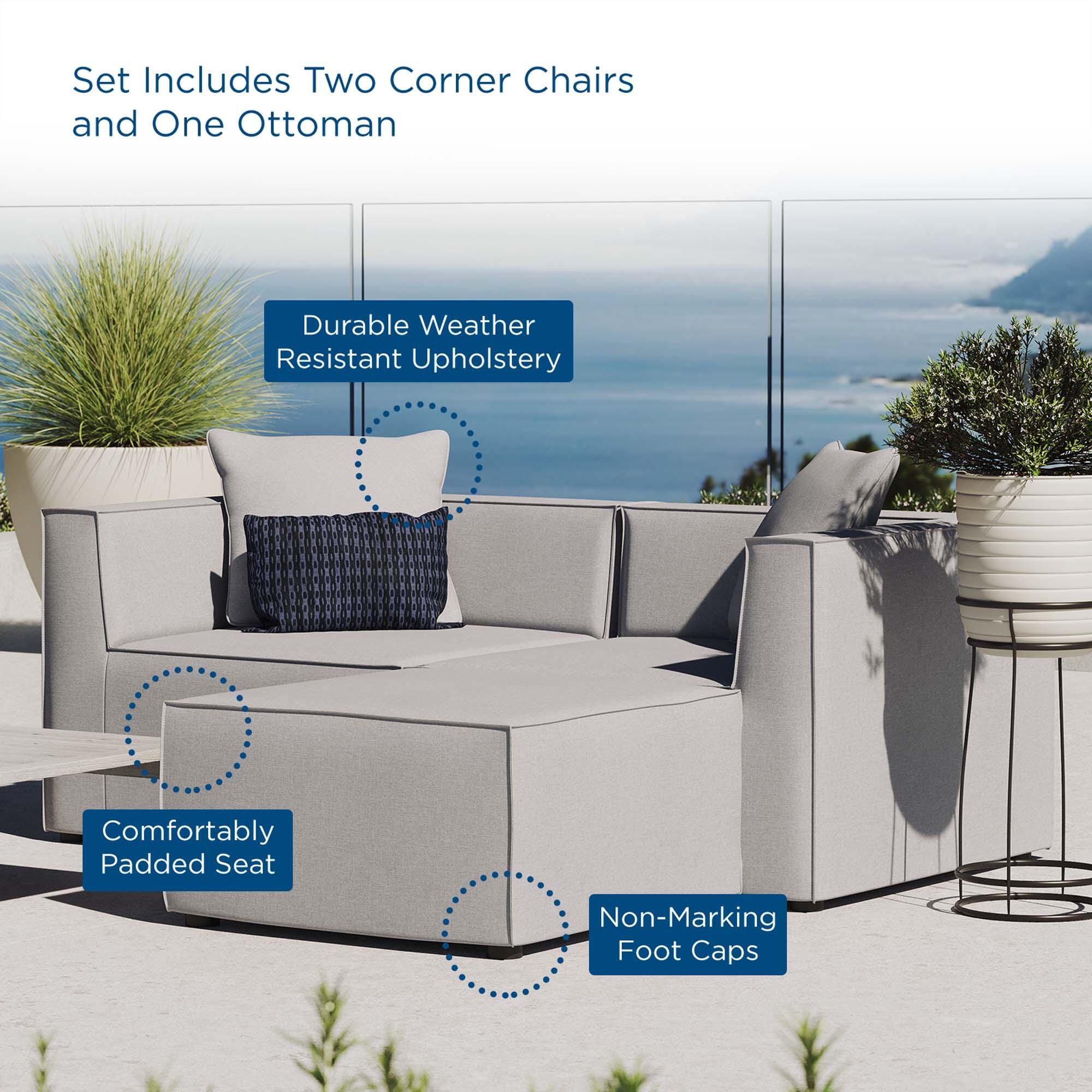 Modway Saybrook Outdoor Loveseat And Ottoman Set, Gray, large