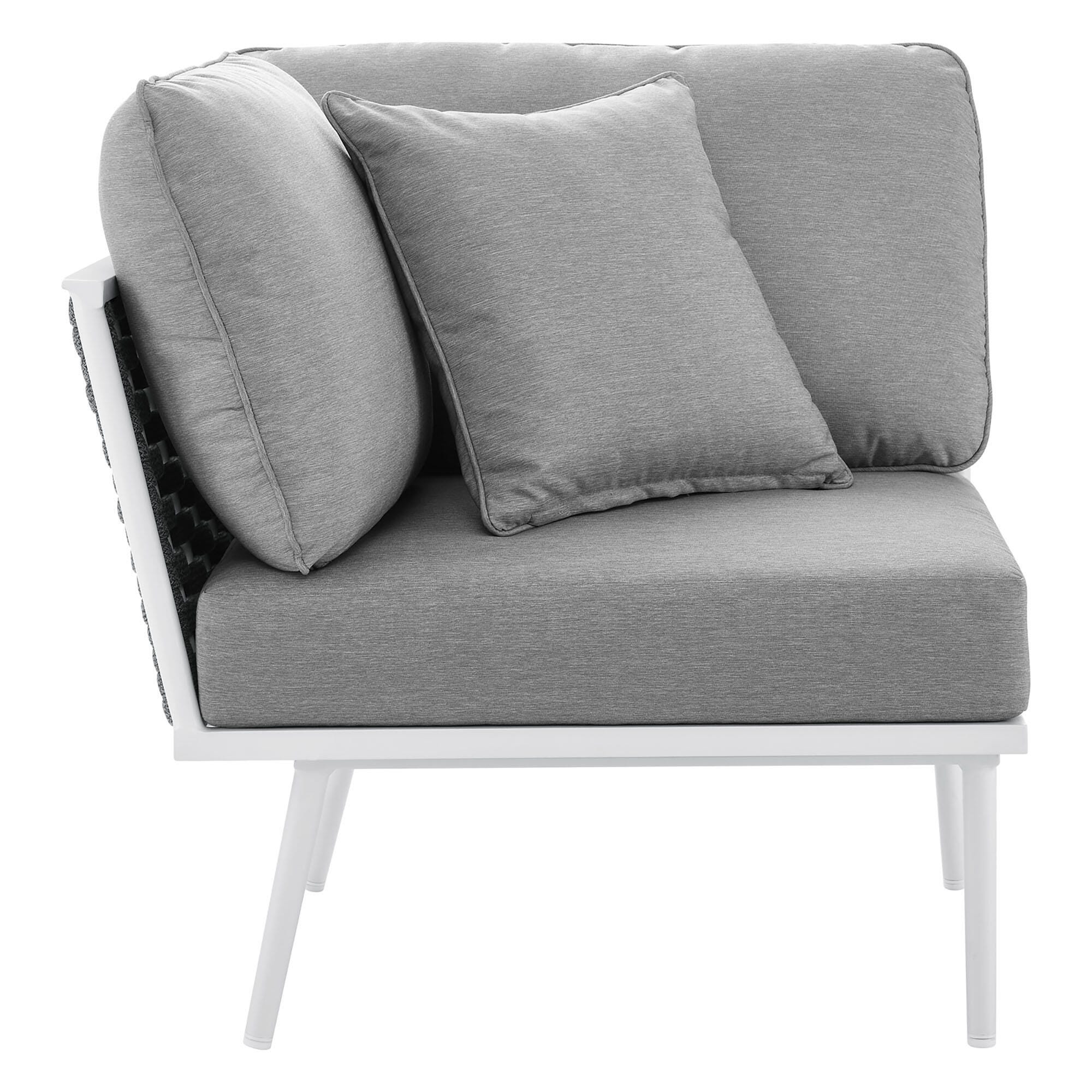 Modway Stance 4-Piece Outdoor Sectional, White/Gray, large