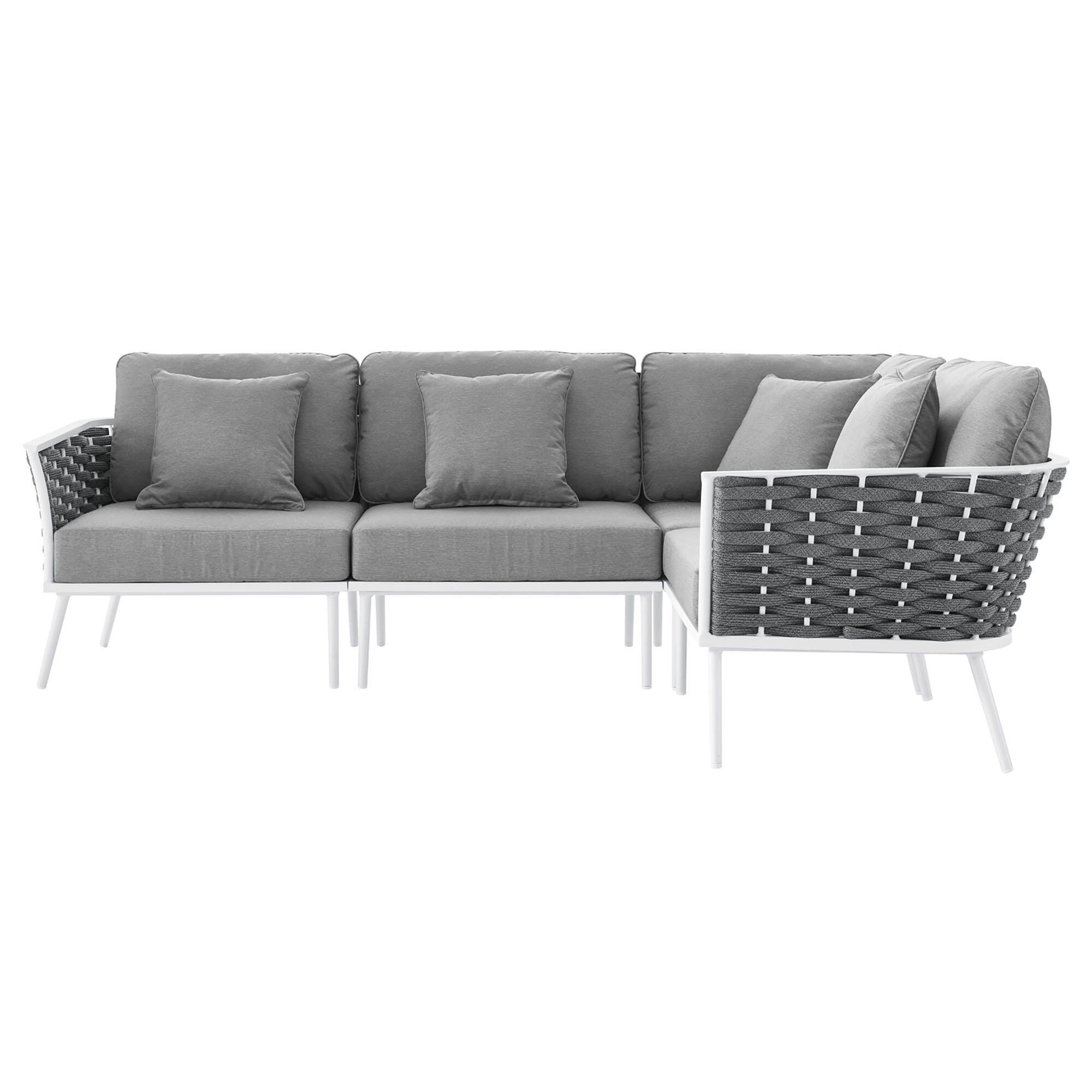 Modway Stance 4-Piece Outdoor Sectional, White/Gray, large