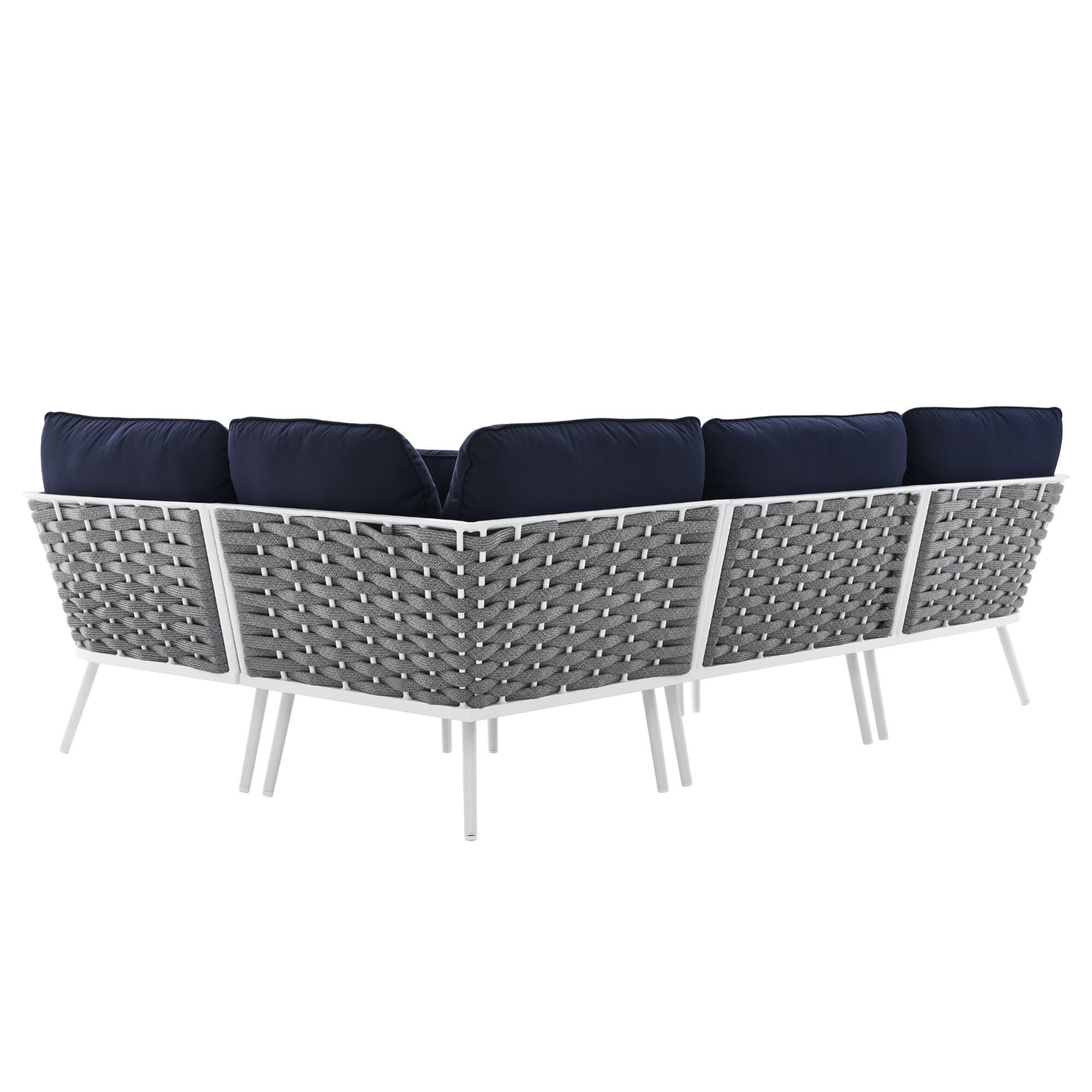 Modway Stance 4-Piece Outdoor Sectional, White/Navy, large