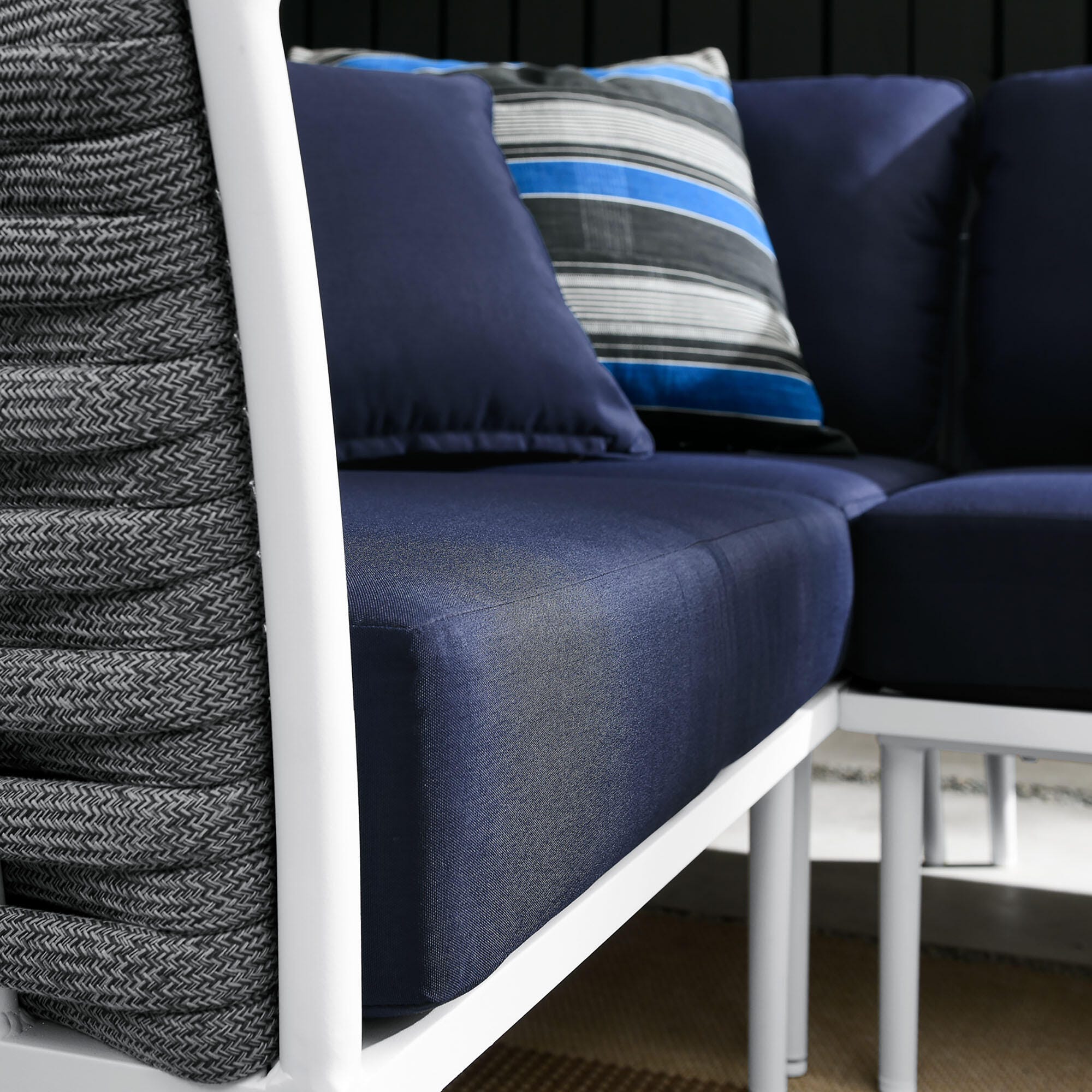 Modway Stance 4-Piece Outdoor Sectional, White/Navy, large