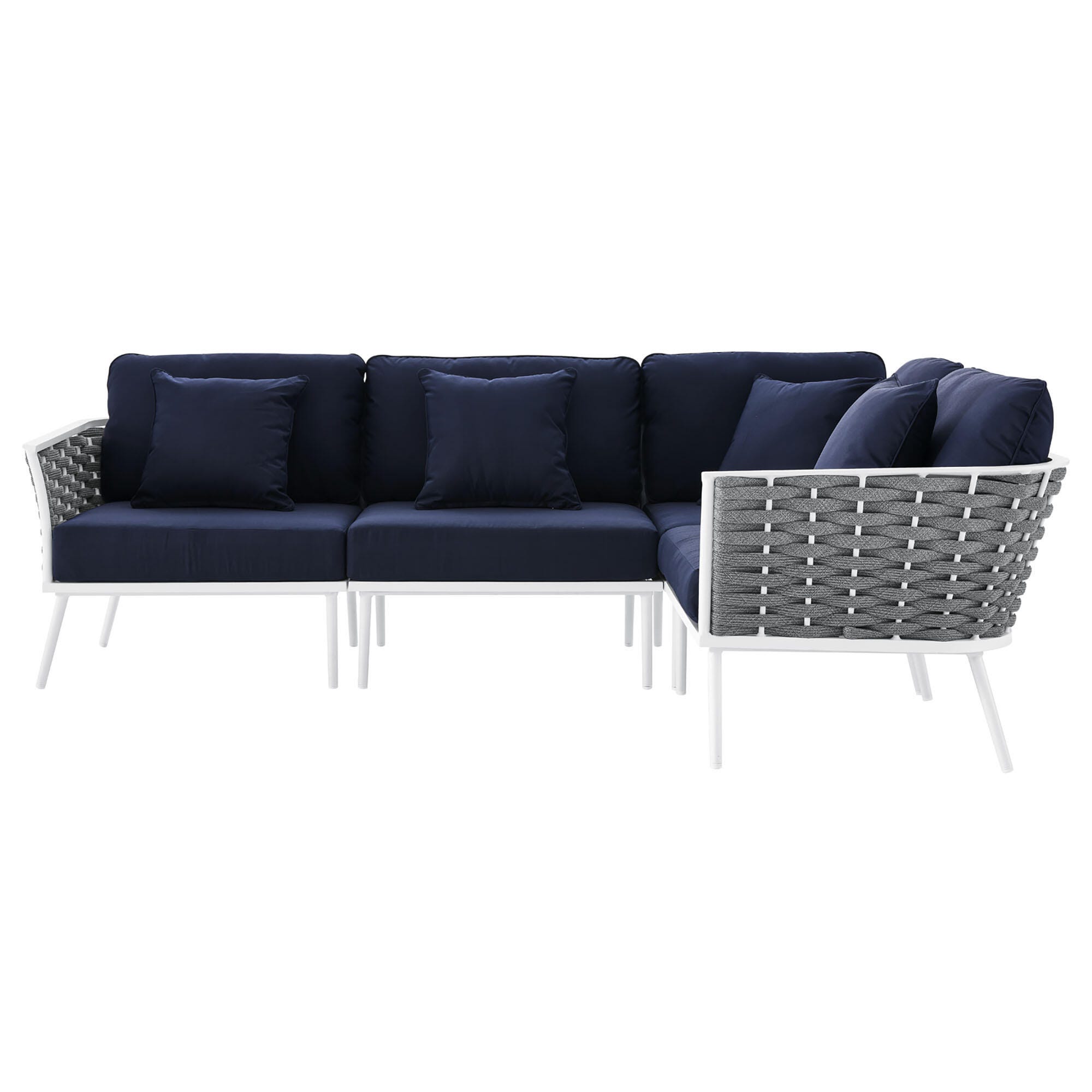 Modway Stance 4-Piece Outdoor Sectional, White/Navy, large
