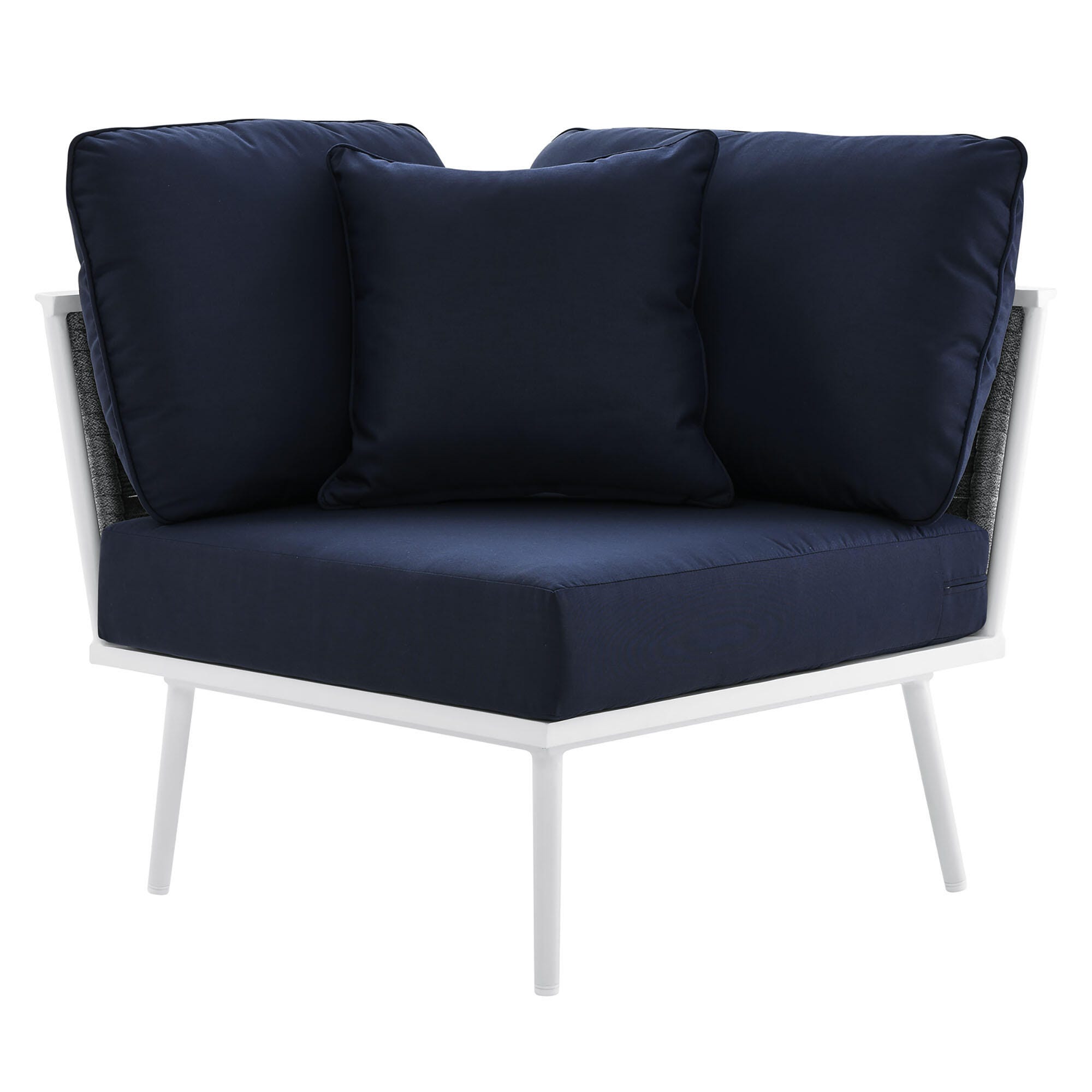 Modway Stance 4-Piece Outdoor Sectional, White/Navy, large