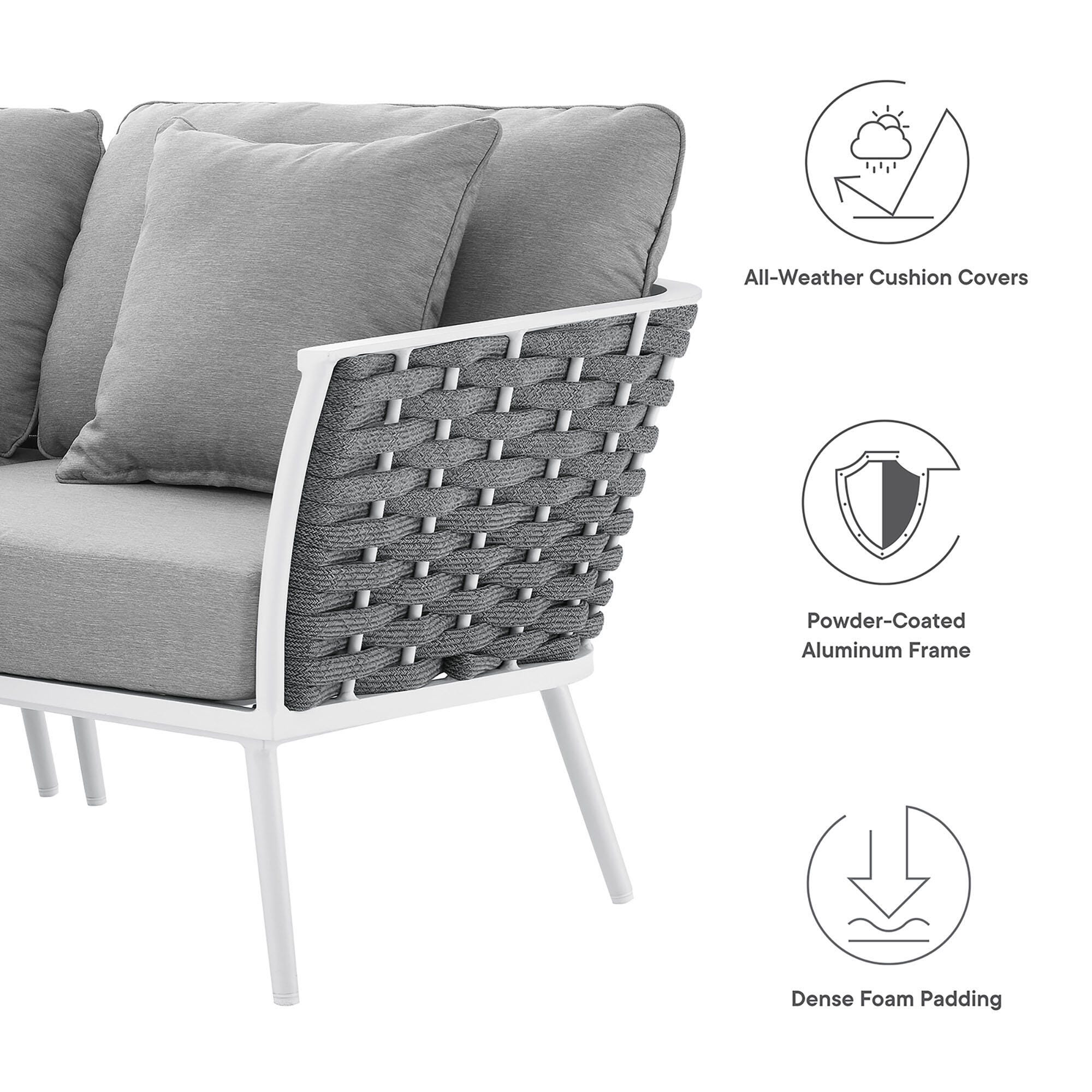 Modway Stance 3-Piece Outdoor Sectional, White/Gray, large