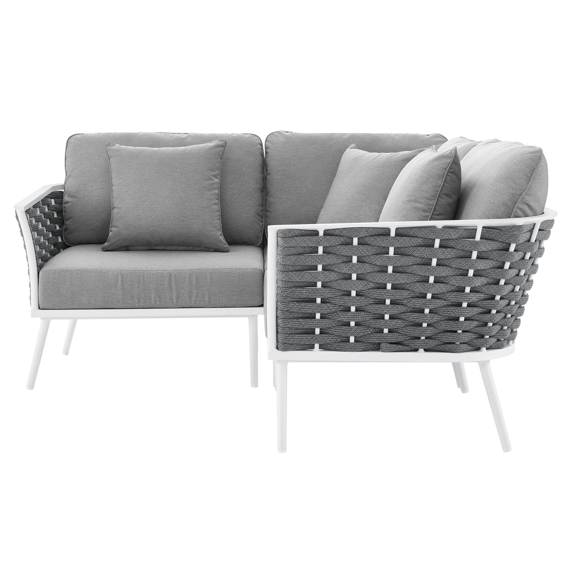 Modway Stance 3-Piece Outdoor Sectional, White/Gray, large