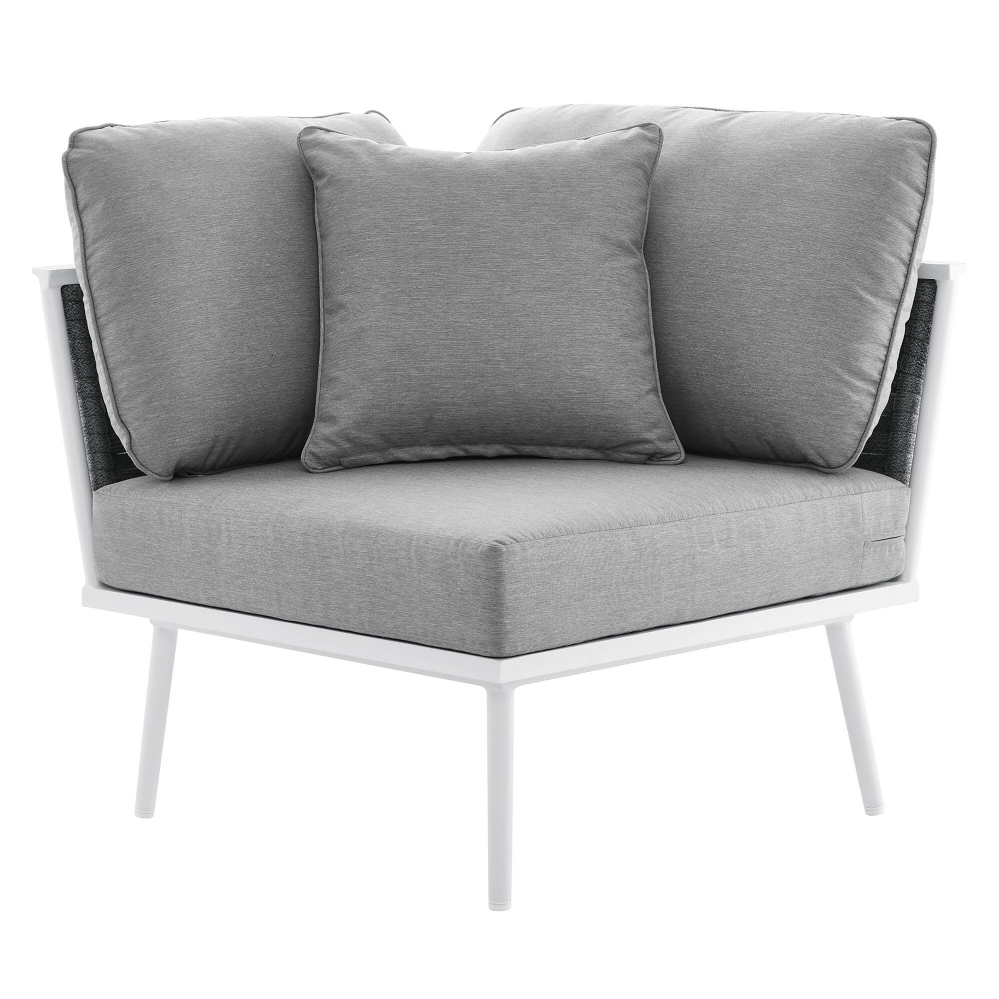 Modway Stance 3-Piece Outdoor Sectional, White/Gray, large