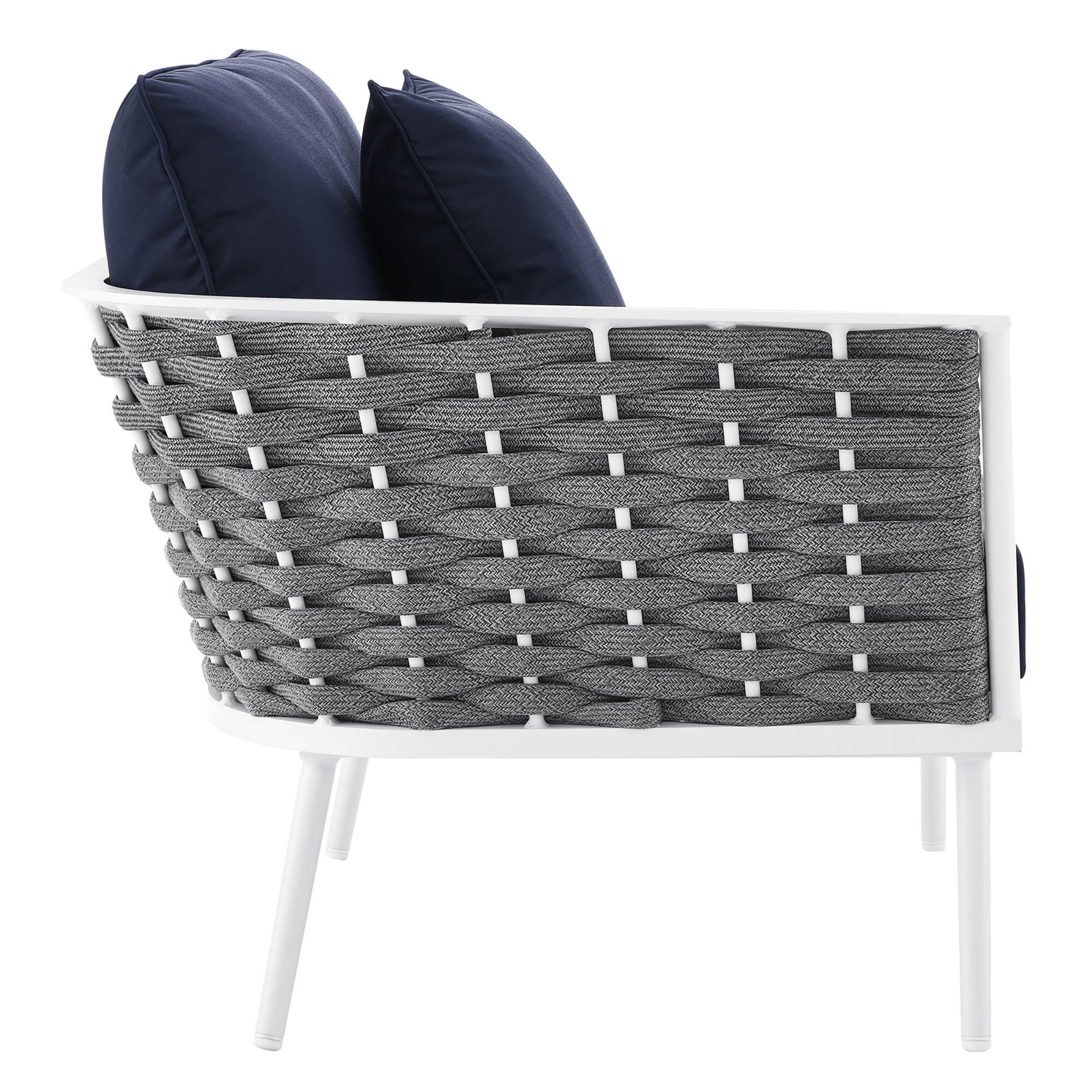Modway Stance 3-Piece Outdoor Sectional, White/Navy, large