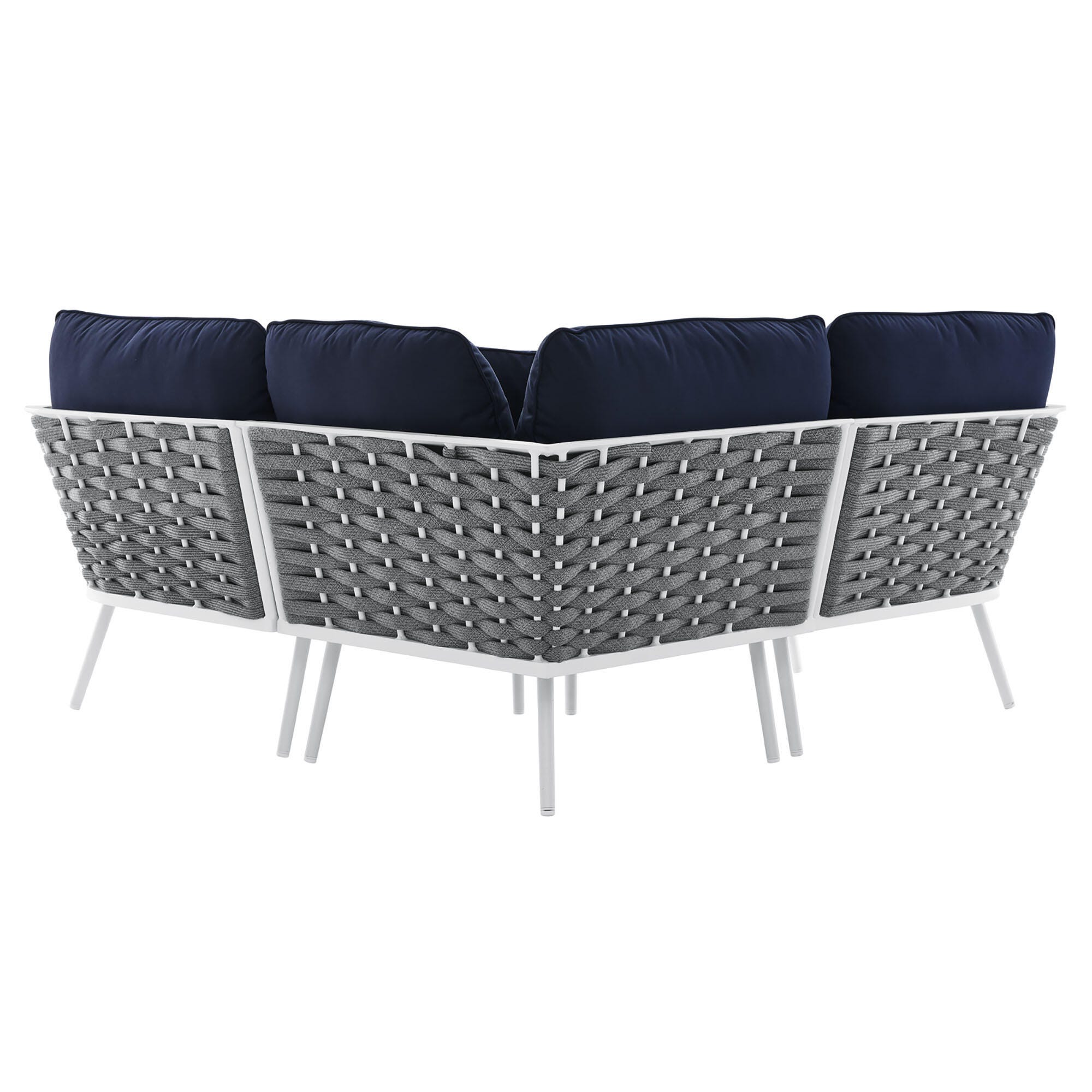 Modway Stance 3-Piece Outdoor Sectional, White/Navy, large
