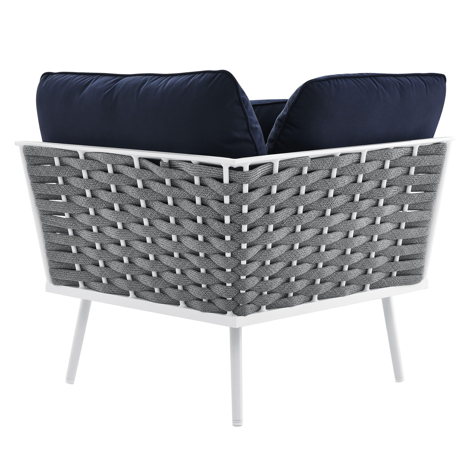 Modway Stance 3-Piece Outdoor Sectional, White/Navy, large