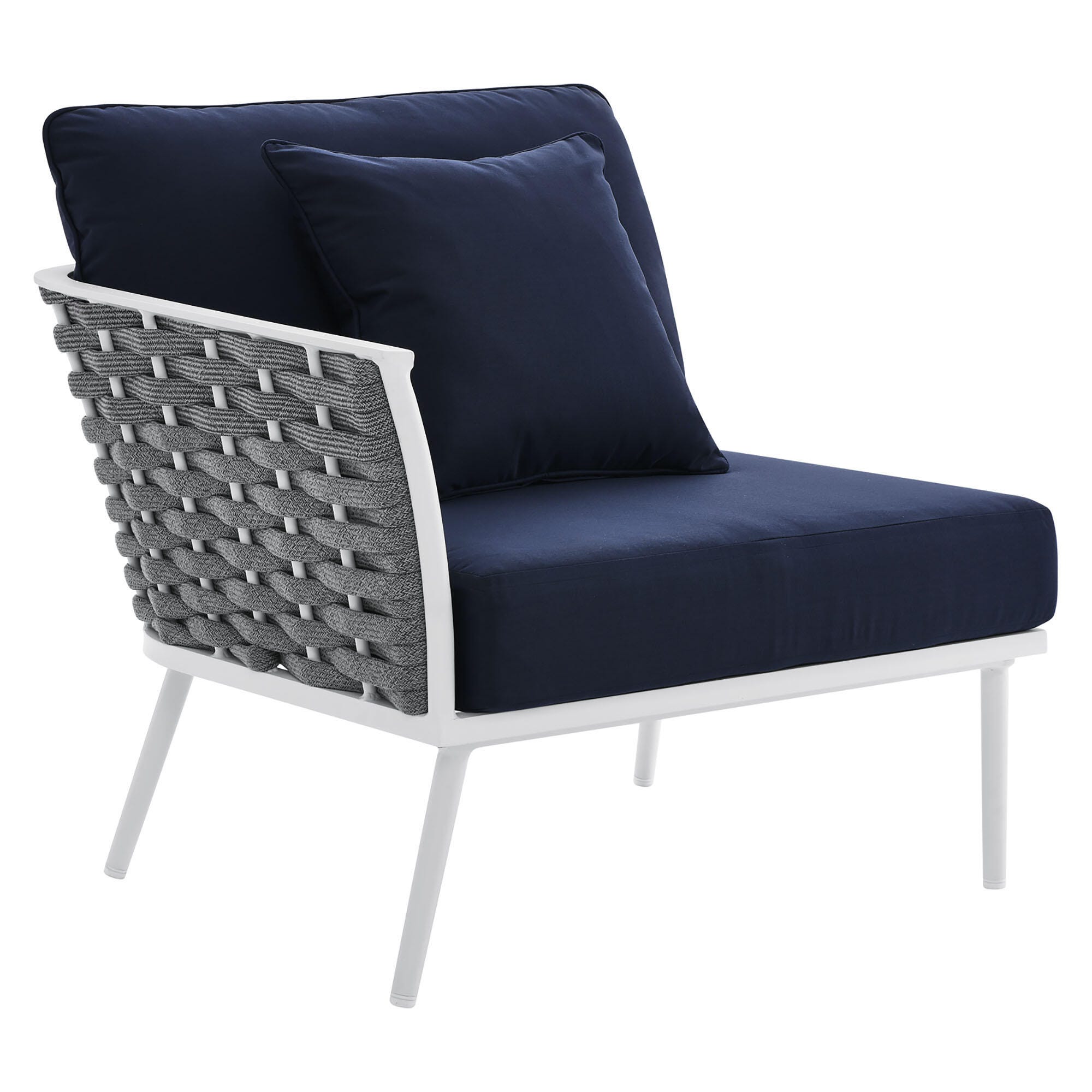 Modway Stance 3-Piece Outdoor Sectional, White/Navy, large