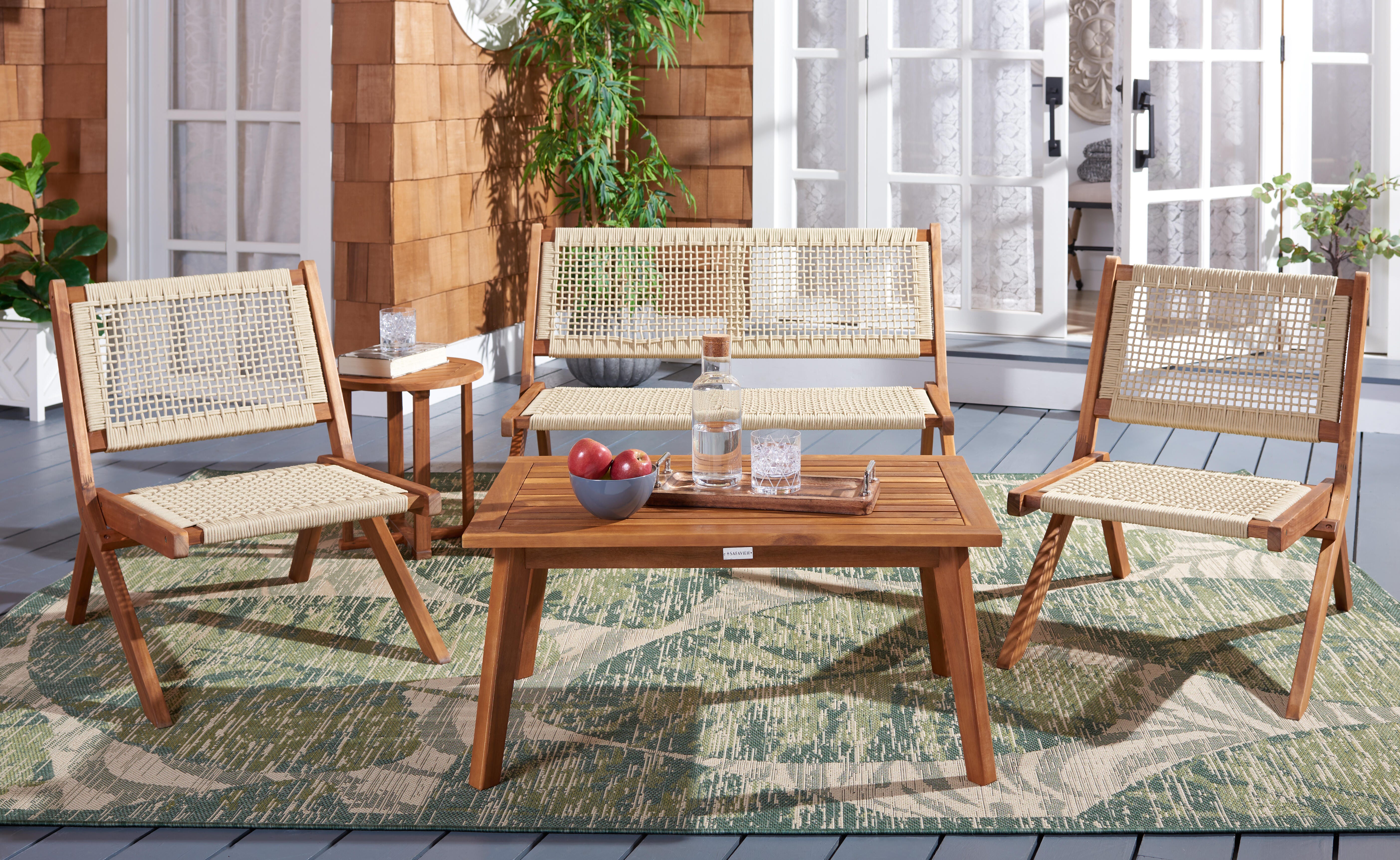 Safavieh Kobina Outdoor Conversation Set, Natural, rollover