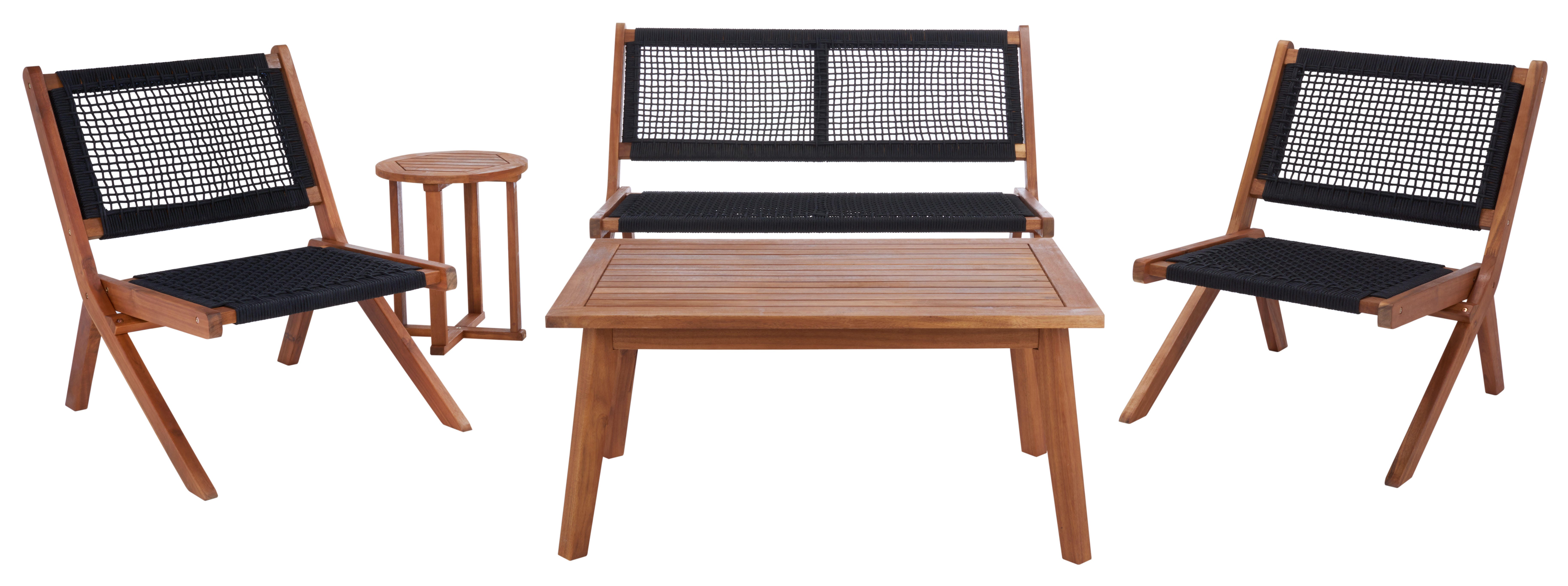 Safavieh Kobina Outdoor Conversation Set, Natural/Black, large