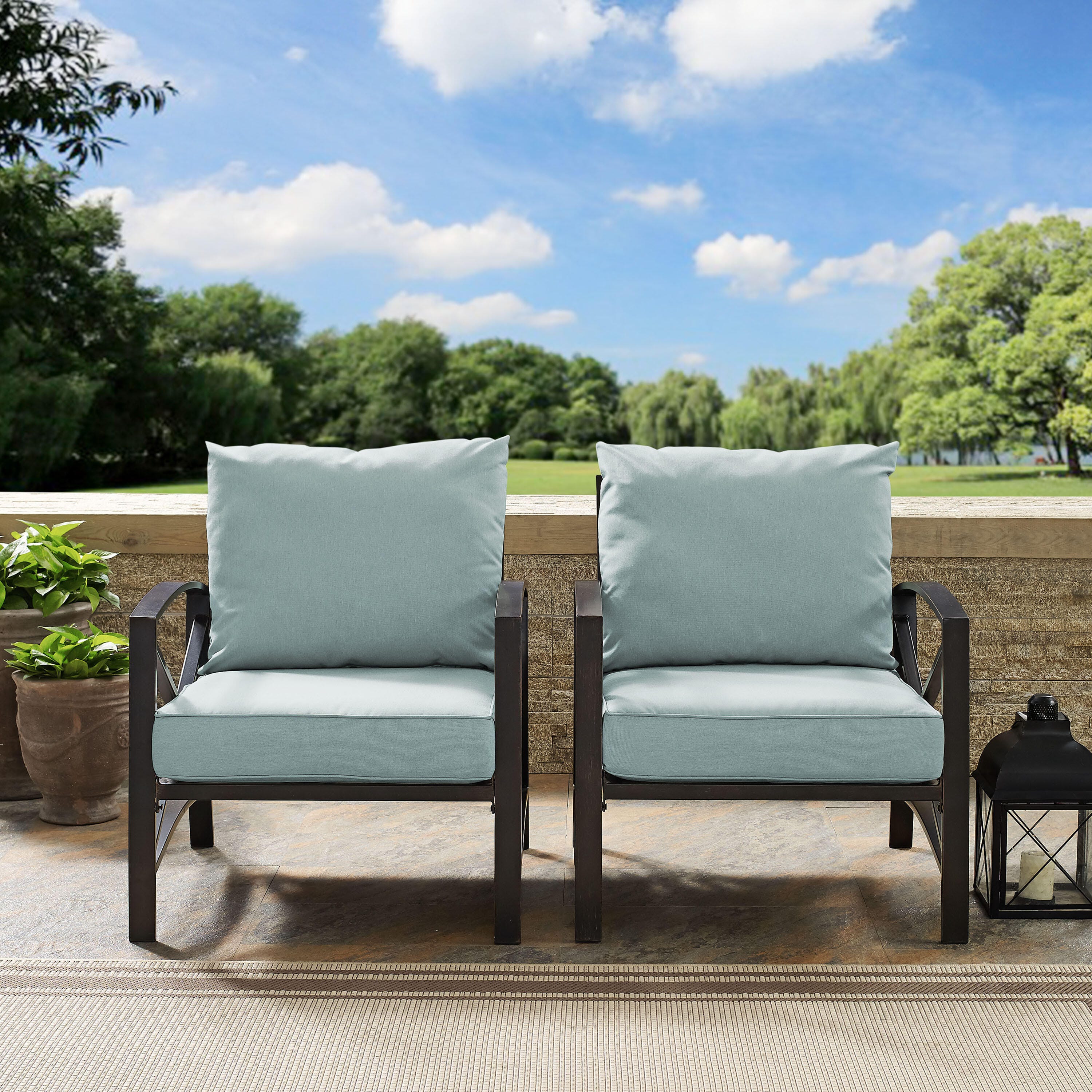 Crosley Furniture Kaplan Outdoor Lounge Chair (Set of 2), Mist, large