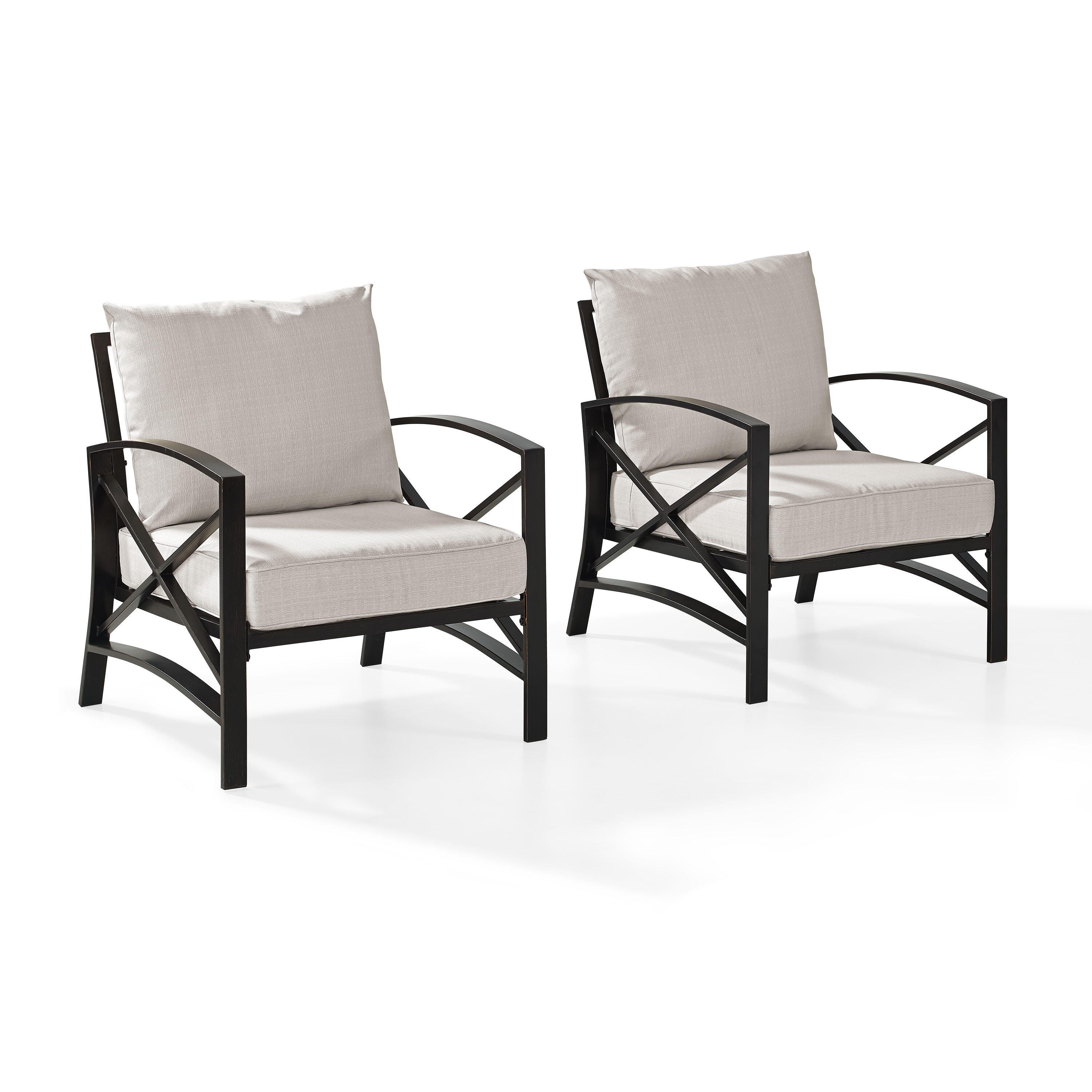 Crosley Furniture Kaplan Outdoor Lounge Chair (Set of 2), Oatmeal, large