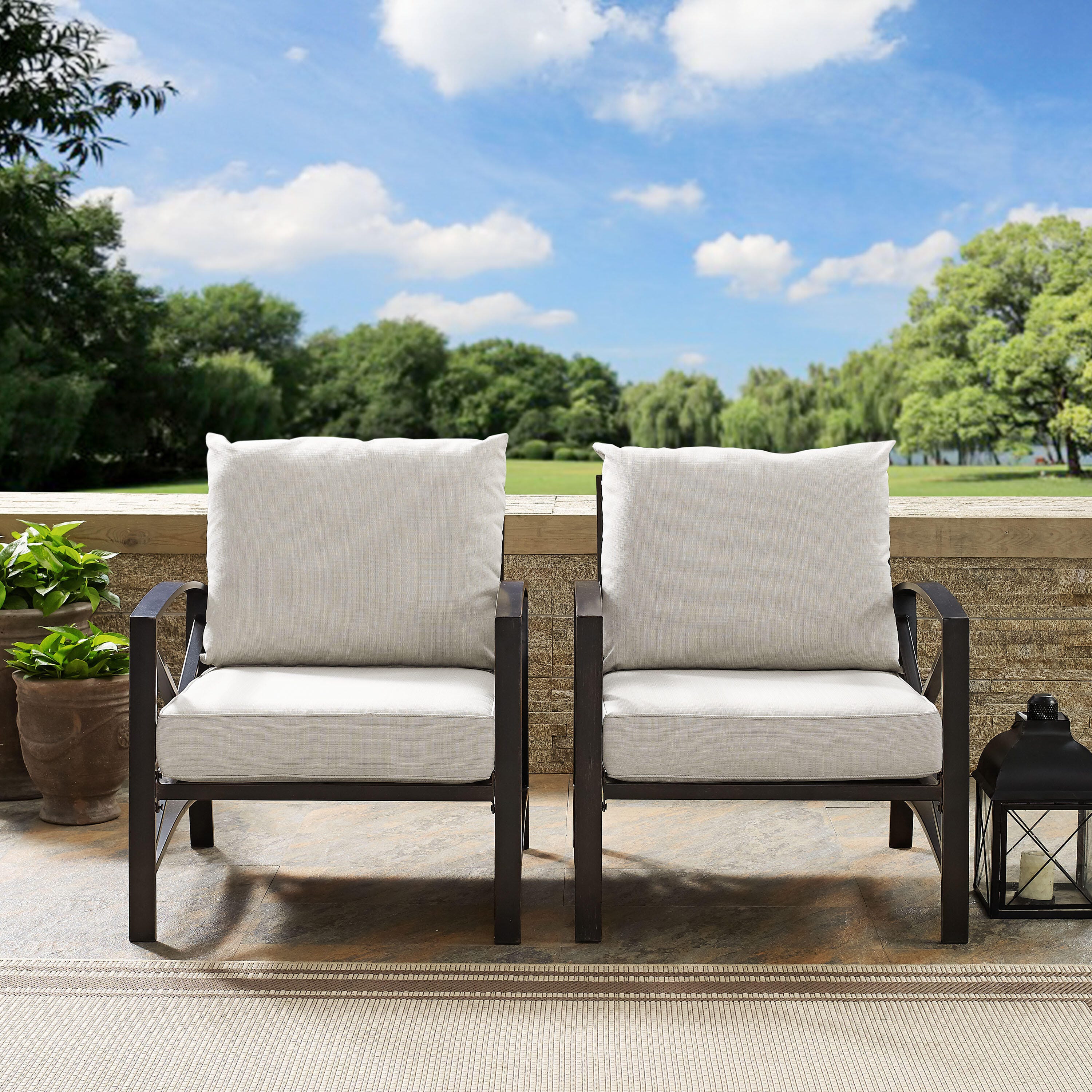 Crosley Furniture Kaplan Outdoor Lounge Chair (Set of 2), Oatmeal, large